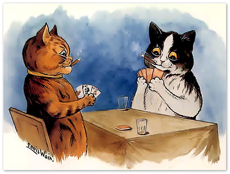 Cat Poker Poster, Louis Wain Print - Cats Playing Poker - Louis Wain Cat Poster - WallArtPrints4U