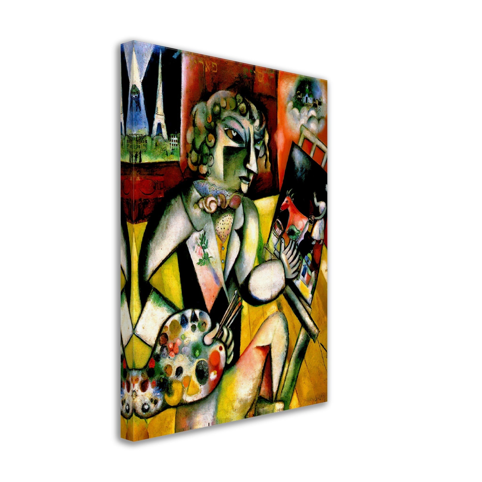 Chagall Canvas Print, Marc Chagall Self Portrait With Seven Fingers - Chagall Self Portrait Canvas Print - WallArtPrints4U