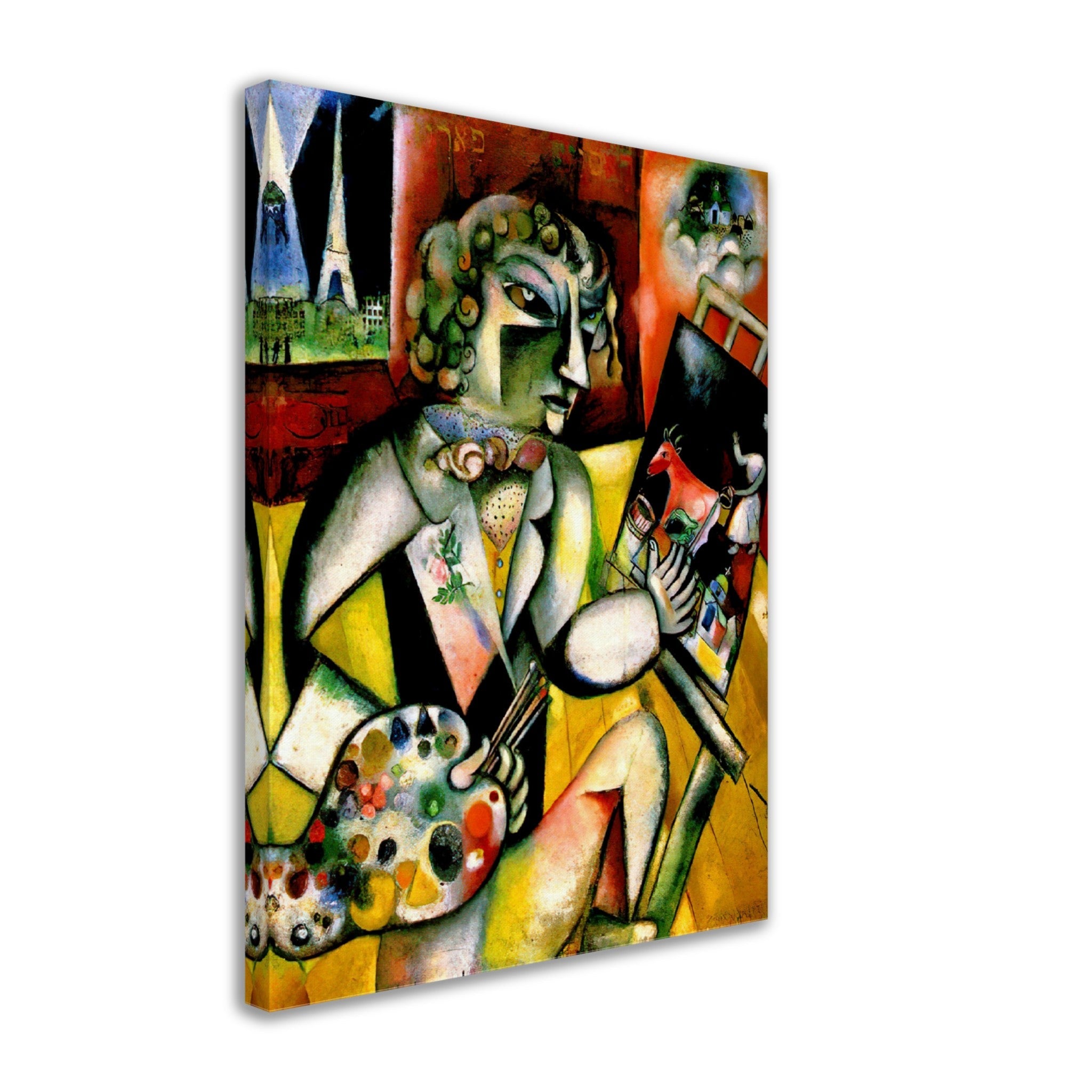 Chagall Canvas Print, Marc Chagall Self Portrait With Seven Fingers - Chagall Self Portrait Canvas Print - WallArtPrints4U