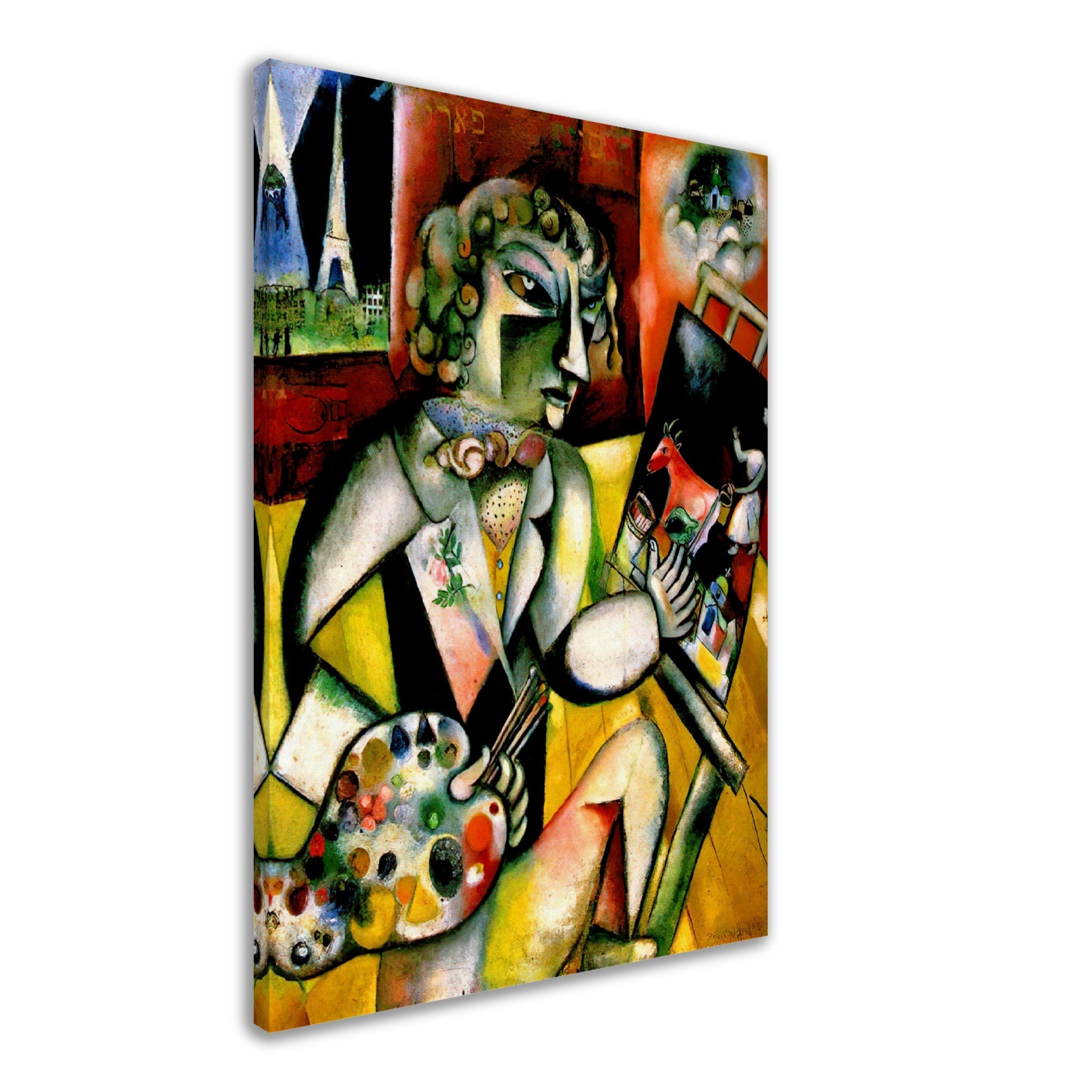 Chagall Canvas Print, Marc Chagall Self Portrait With Seven Fingers - Chagall Self Portrait Canvas Print - WallArtPrints4U