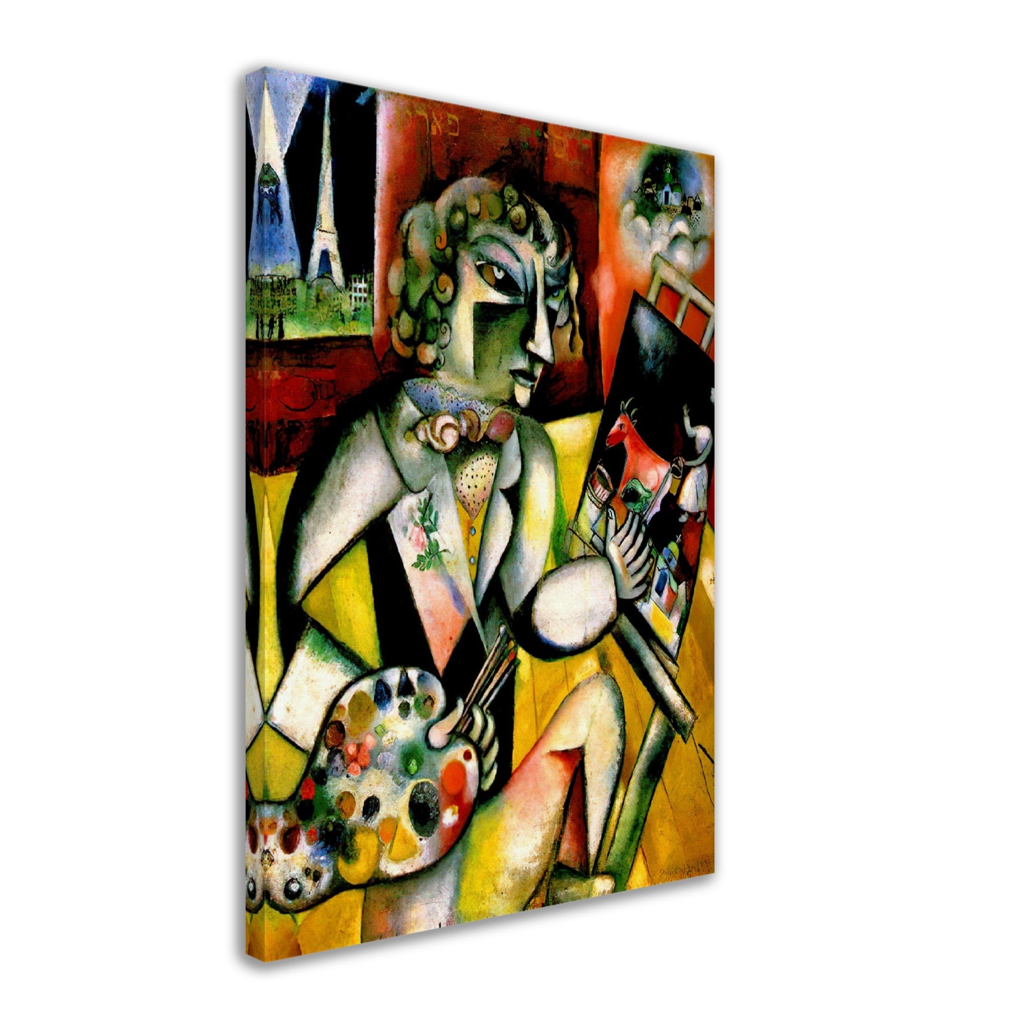 Chagall Canvas Print, Marc Chagall Self Portrait With Seven Fingers - Chagall Self Portrait Canvas Print - WallArtPrints4U