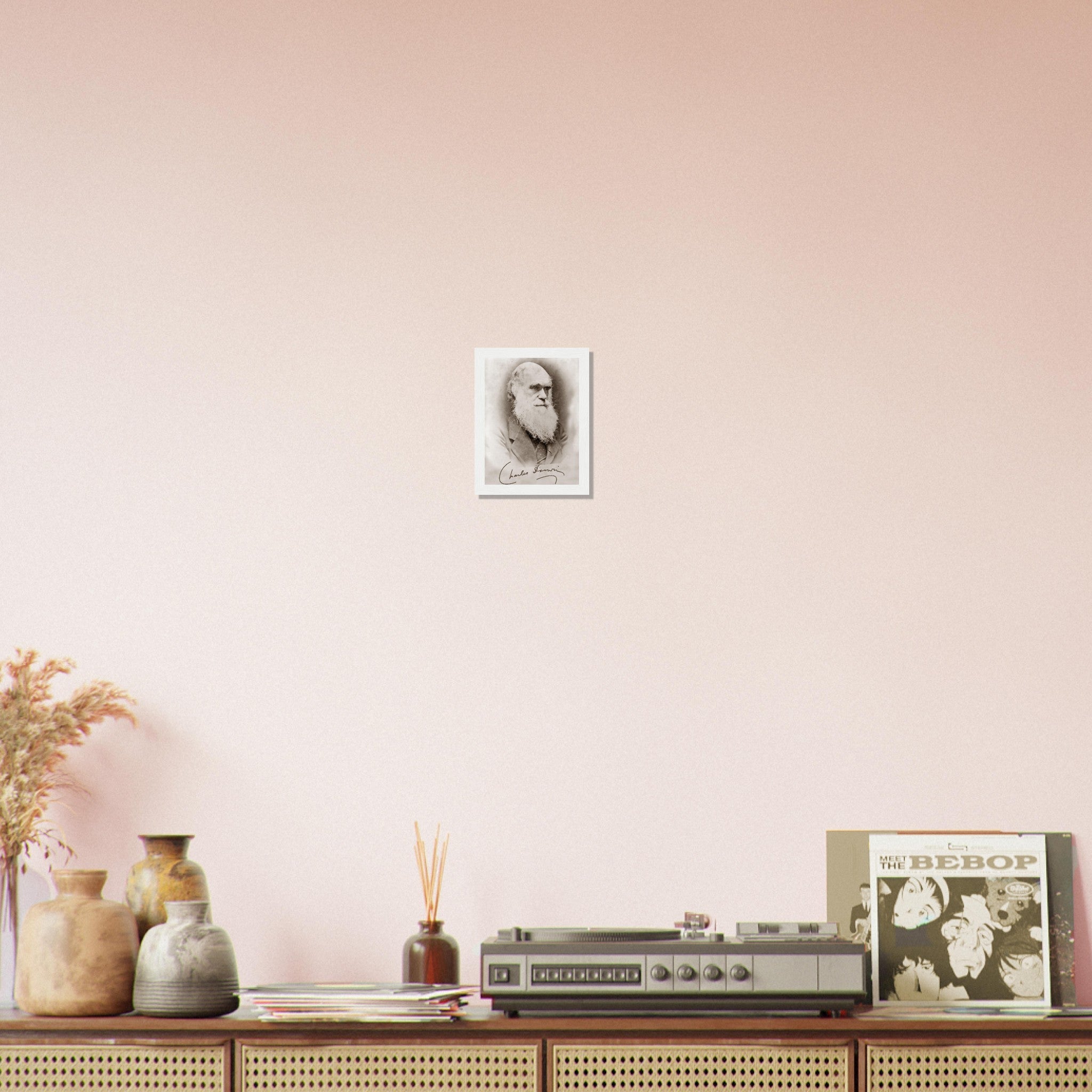 Charles Darwin Framed, Evolution Theory Vintage Photo With Signature Charles Darwin Framed Print - WallArtPrints4U