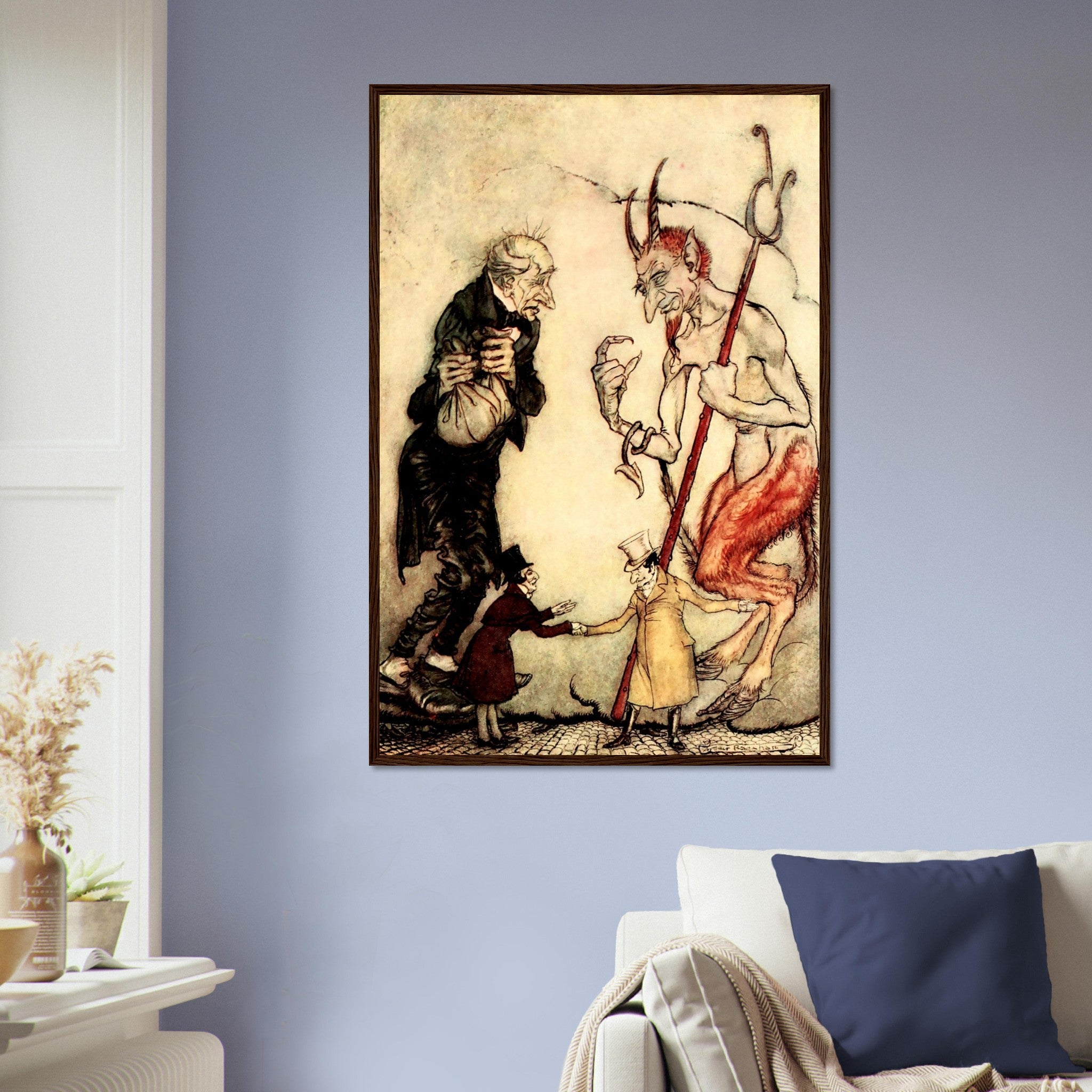 Christmas Carol Arthur Rackham Framed Print - Old Scratch - Arthur Rackham Framed UK, EU USA Domestic Shipping - WallArtPrints4U