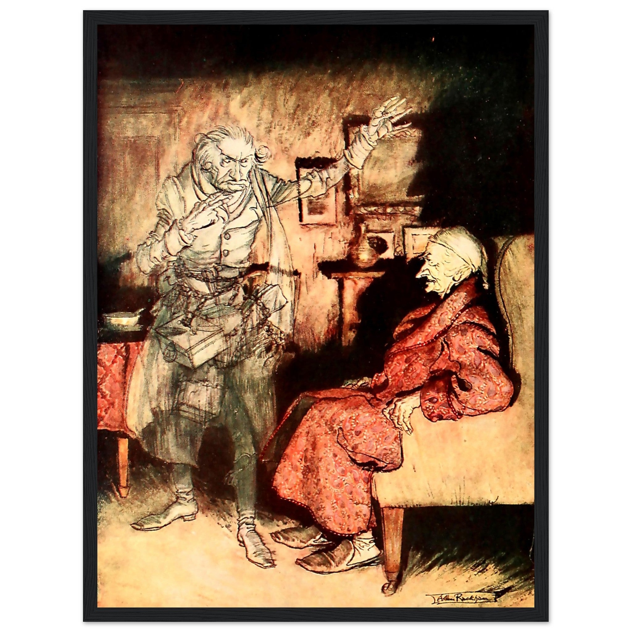 Christmas Carol Arthur Rackham Framed - Scrooge And Christmas Past - Arthur Rackham Framed Print - WallArtPrints4U