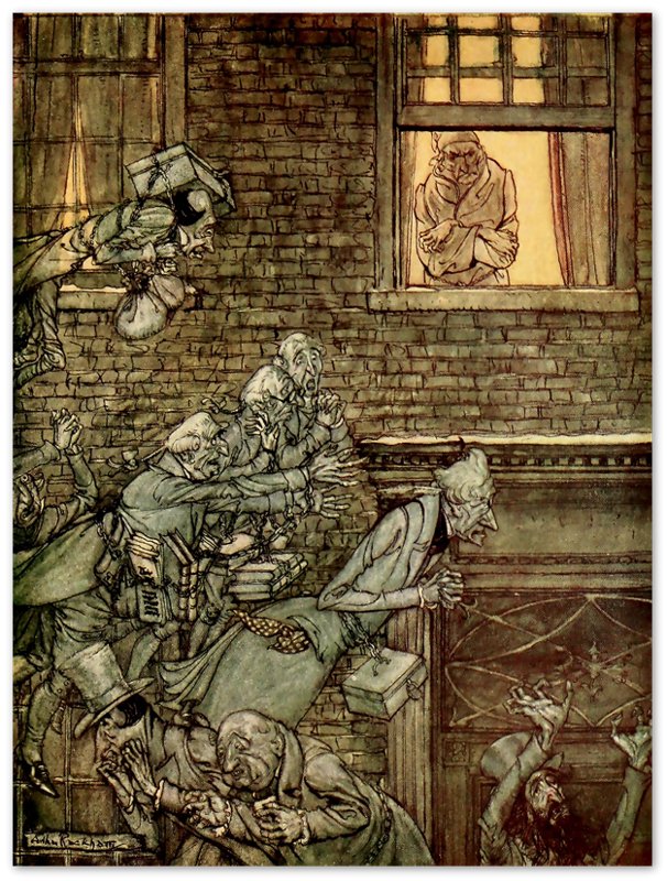 Christmas Carol Arthur Rackham Poster - Phantoms Everywhere - Arthur Rackham Print - WallArtPrints4U