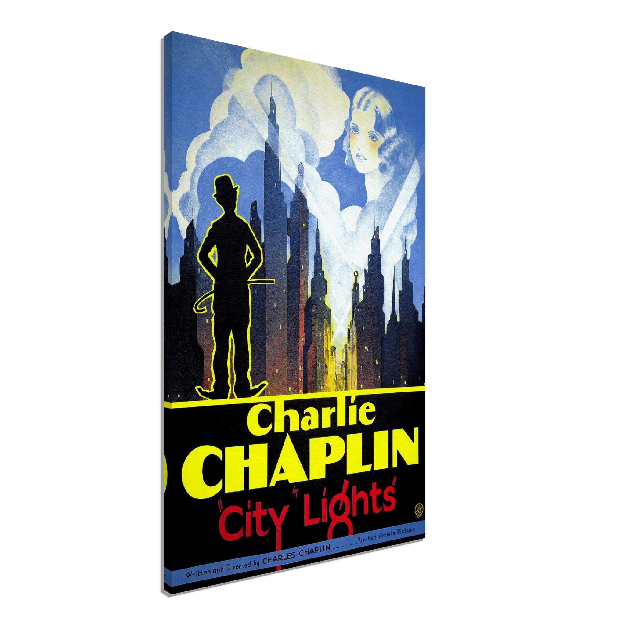 City Lights Canvas, Vintage Movie Canvas 1931 Canvas Film Art - Charlie Chaplin - WallArtPrints4U