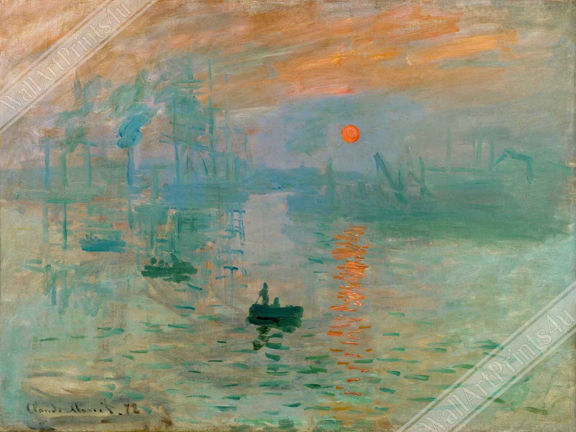 Claude Monet Canvas, Impression, Soleil Levant Canvas Print Impressionist Painting - WallArtPrints4U