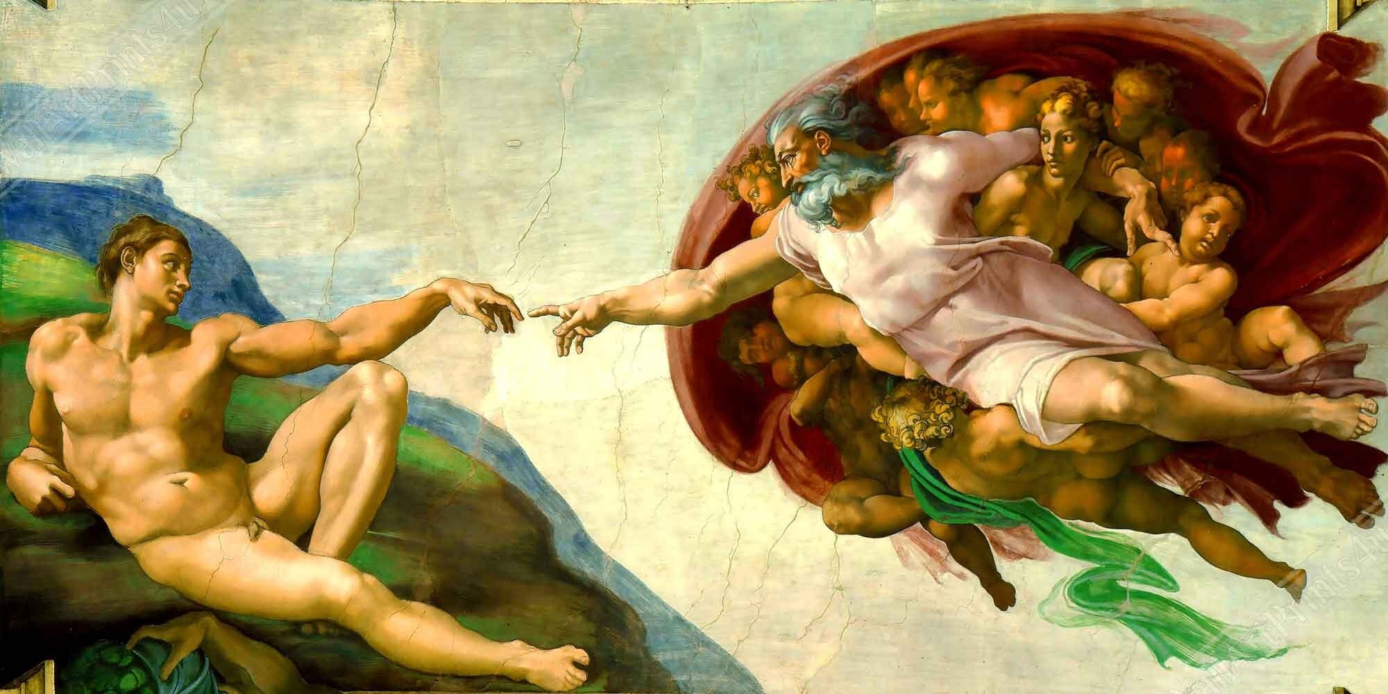 Creation Of Adam Canvas Print, Michelangelo, Creation Of Adam Canvas Sistine Chapel Ceiling - WallArtPrints4U