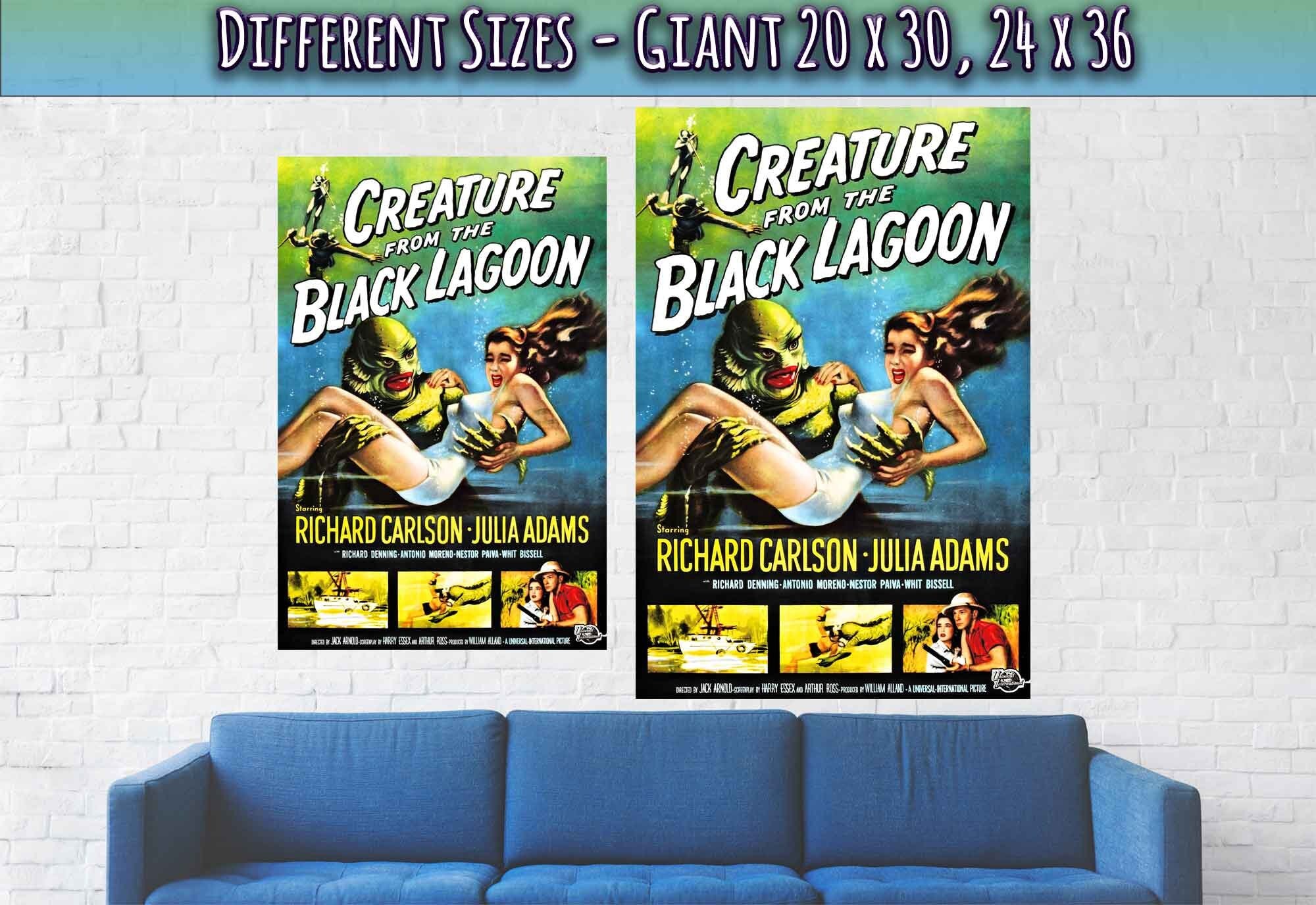 Creature From The Black Lagoon Poster, Vintage Horror Movie Poster 1954 - WallArtPrints4U