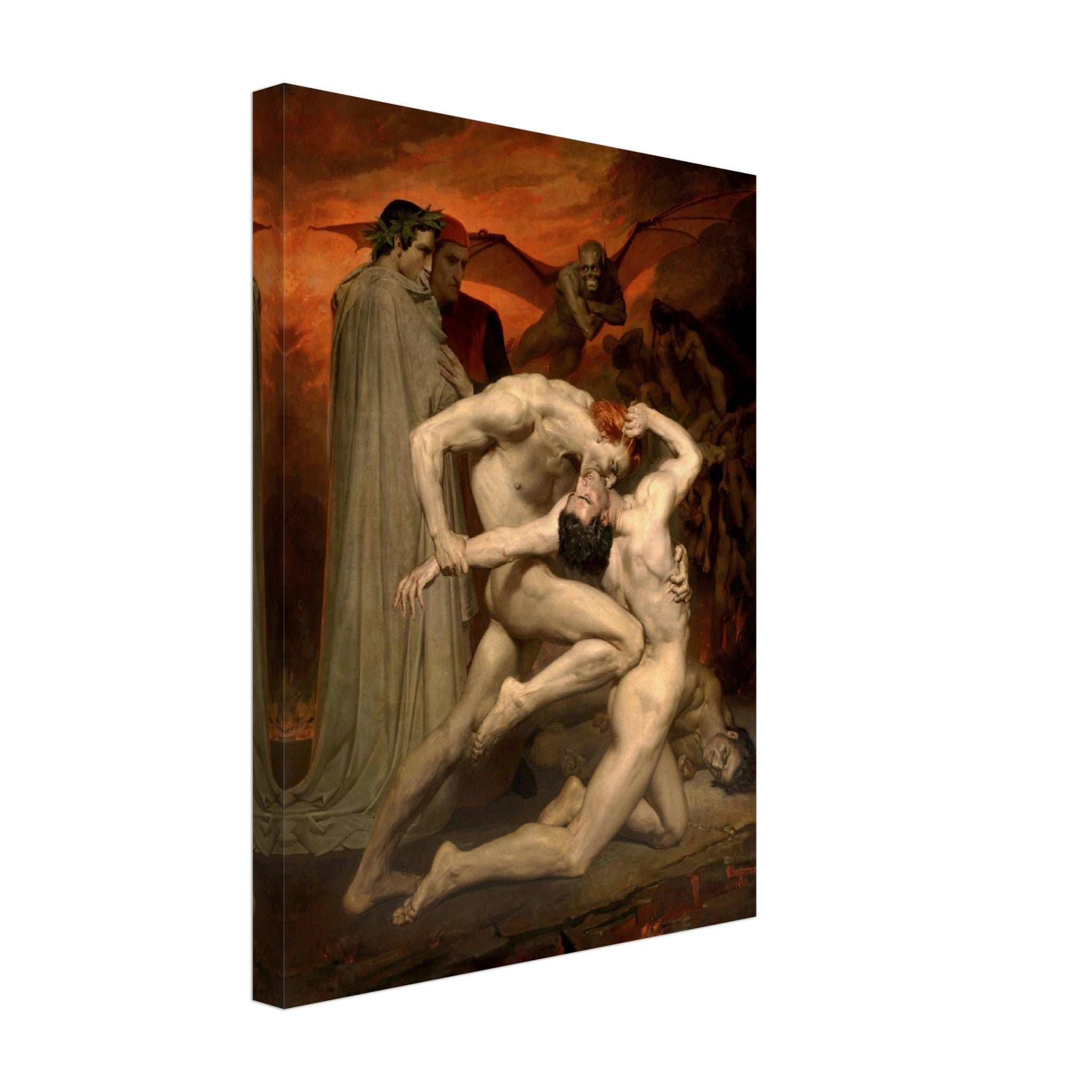 Dante And Virgil Canvas - Divine Comedy Canvas Print - Dante And Virgil In Hell, Bouguereau 1850 - WallArtPrints4U