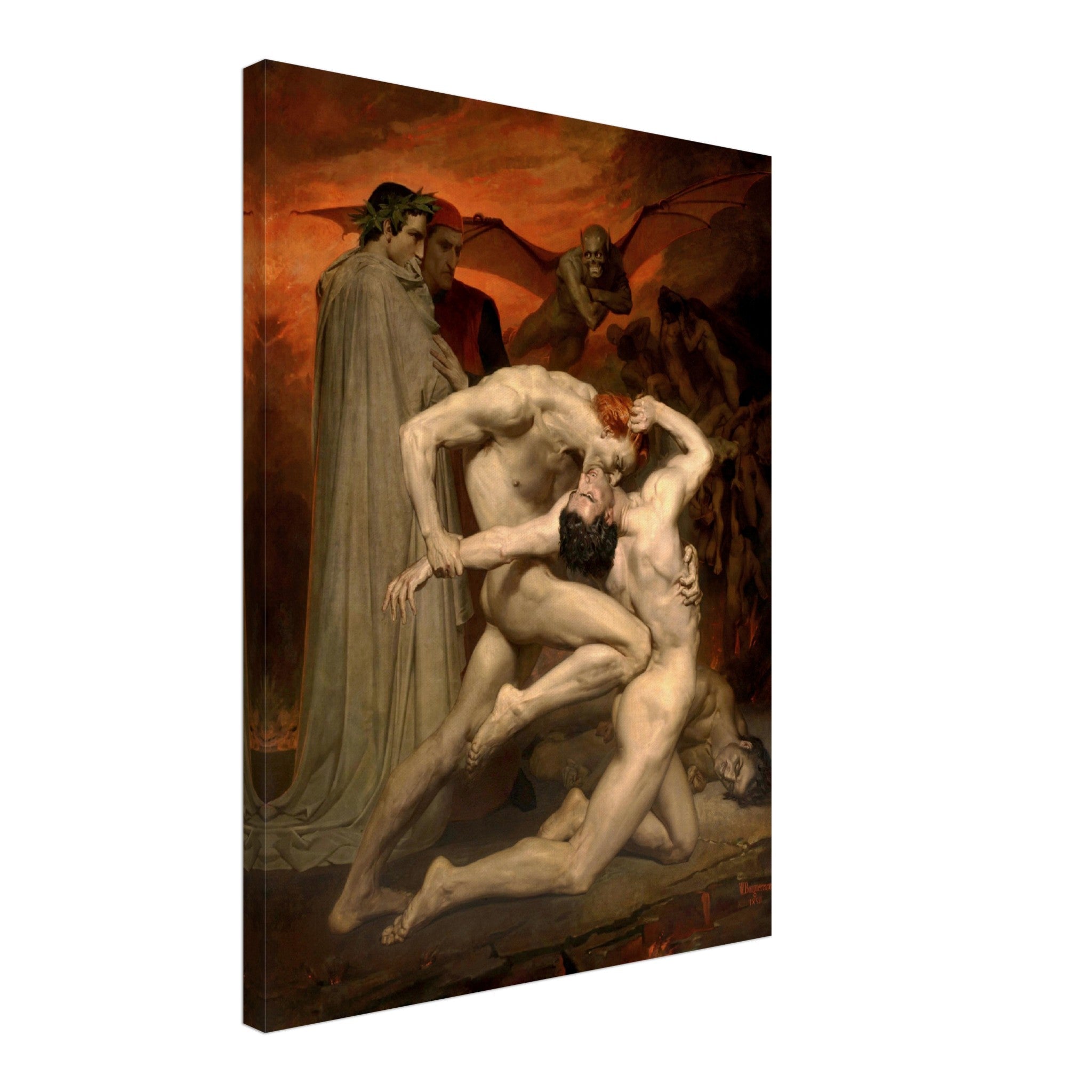 Dante And Virgil Canvas - Divine Comedy Canvas Print - Dante And Virgil In Hell, Bouguereau 1850 - WallArtPrints4U