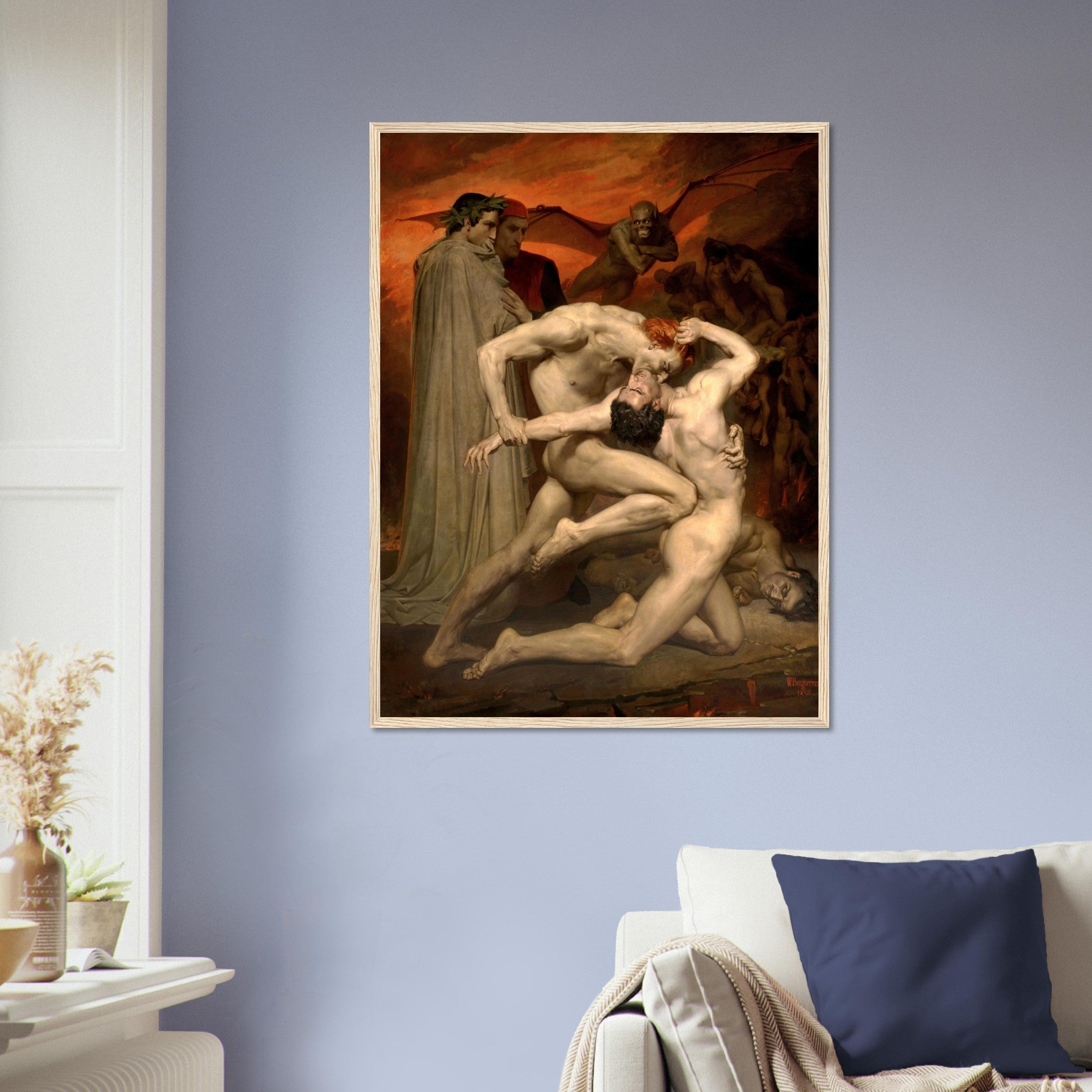 Dante And Virgil Framed - Divine Comedy Framed Print - Dante And Virgil In Hell, Bouguereau 1850 - WallArtPrints4U