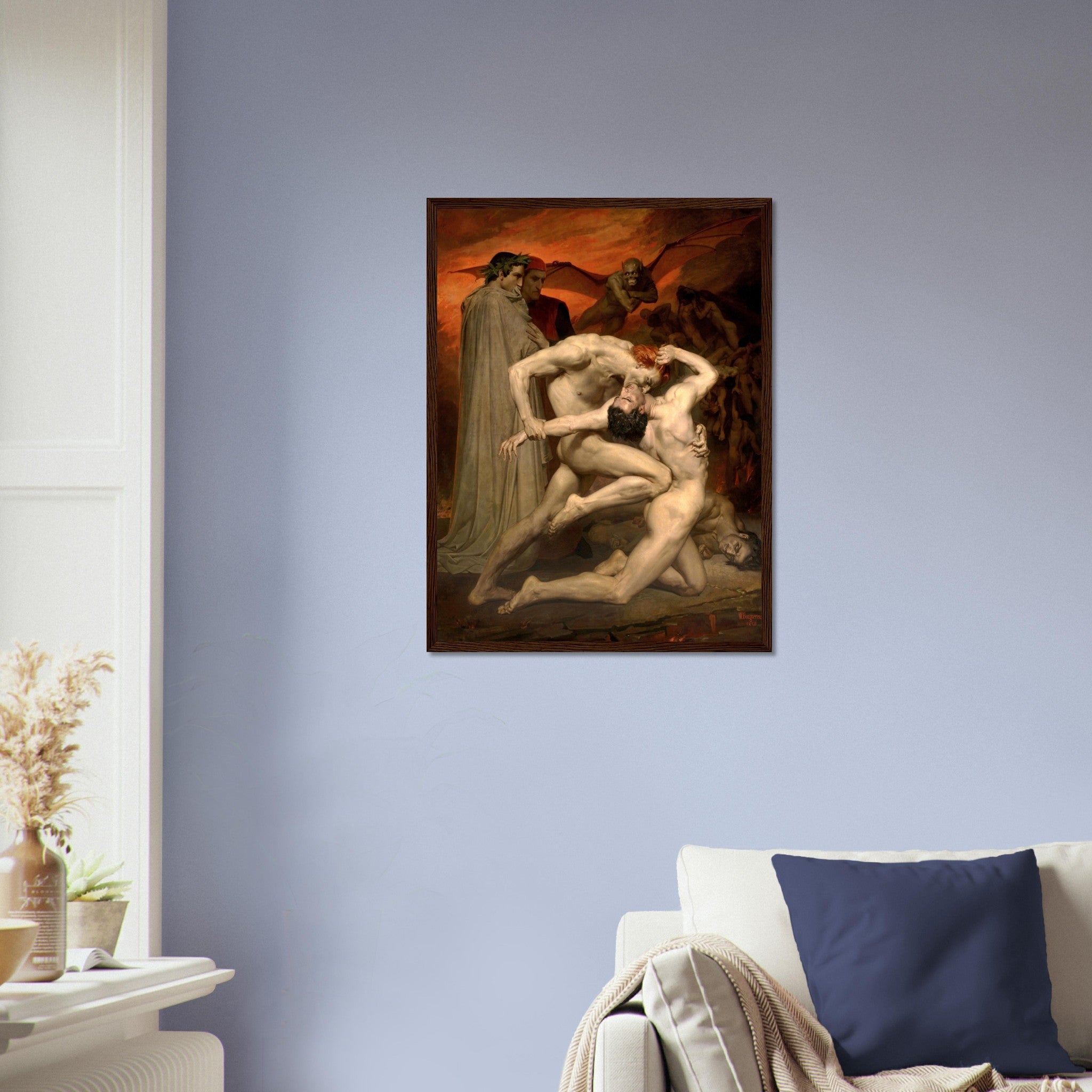 Dante And Virgil Framed - Divine Comedy Framed Print - Dante And Virgil In Hell, Bouguereau 1850 - WallArtPrints4U