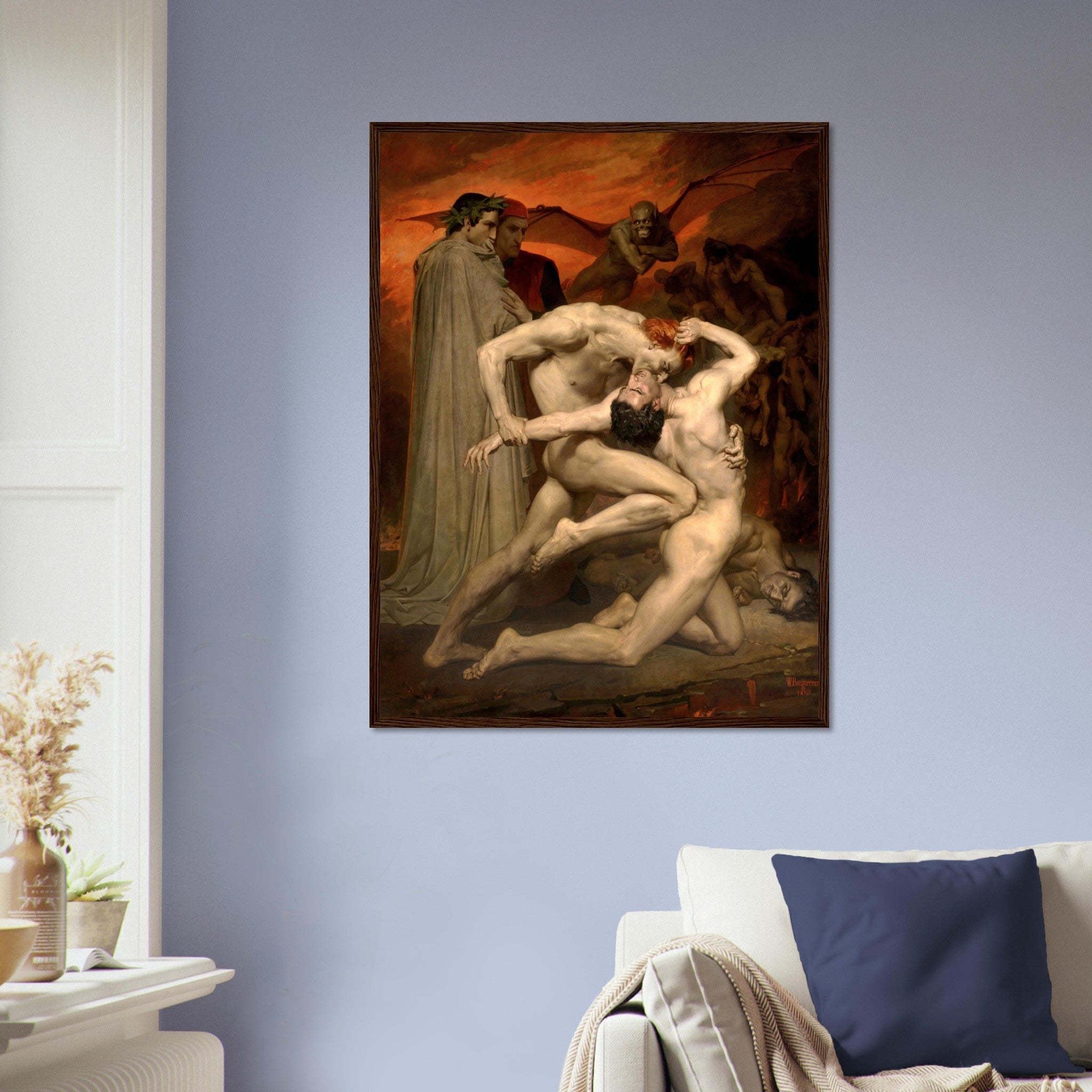 Dante And Virgil Framed - Divine Comedy Framed Print - Dante And Virgil In Hell, Bouguereau 1850 - WallArtPrints4U