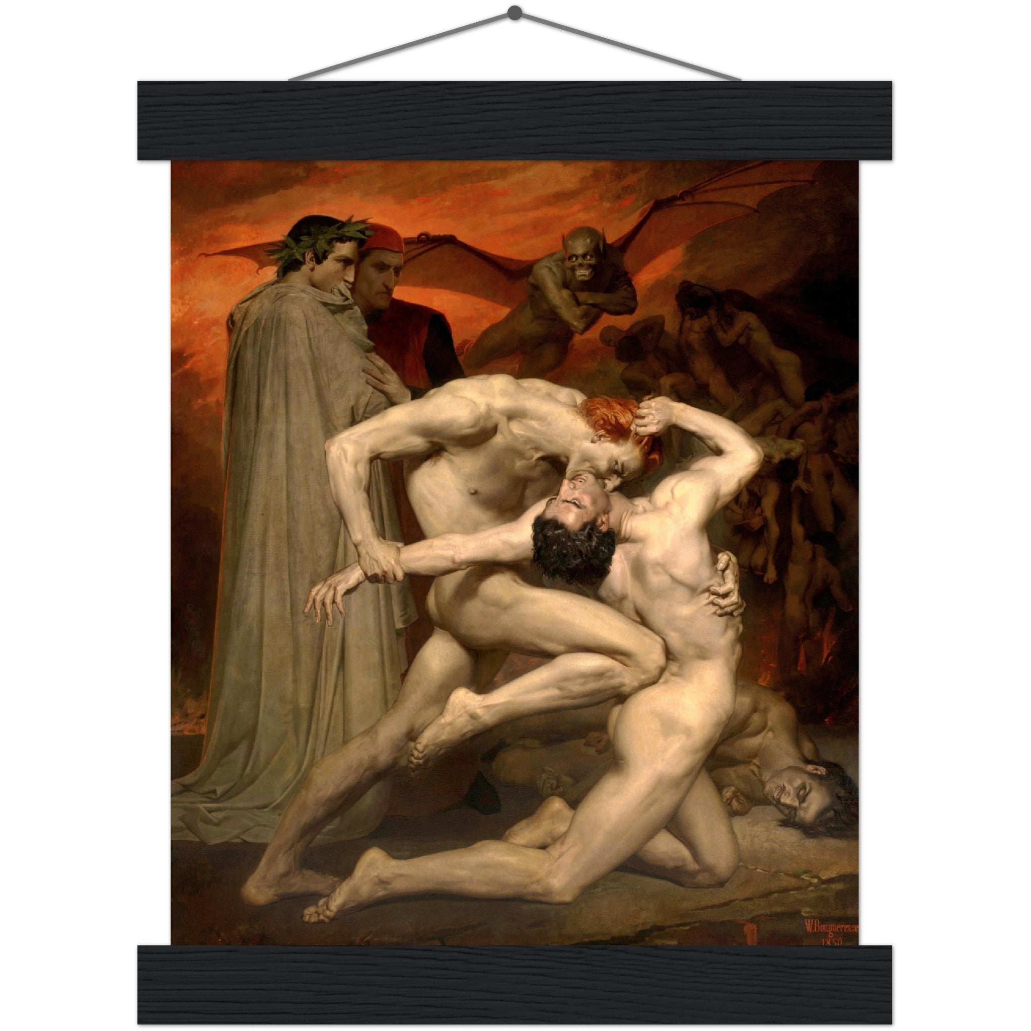 Dante And Virgil Poster - Divine Comedy Poster - Dante And Virgil In Hell, Bouguereau 1850 - WallArtPrints4U