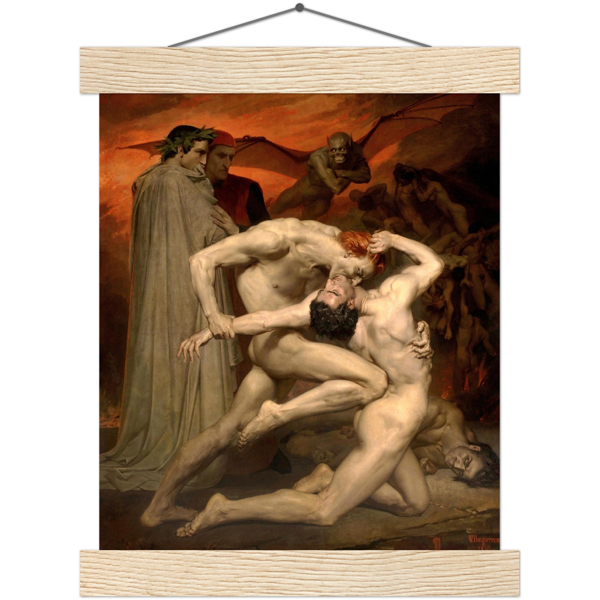 Dante And Virgil Poster - Divine Comedy Poster - Dante And Virgil In Hell, Bouguereau 1850 - WallArtPrints4U