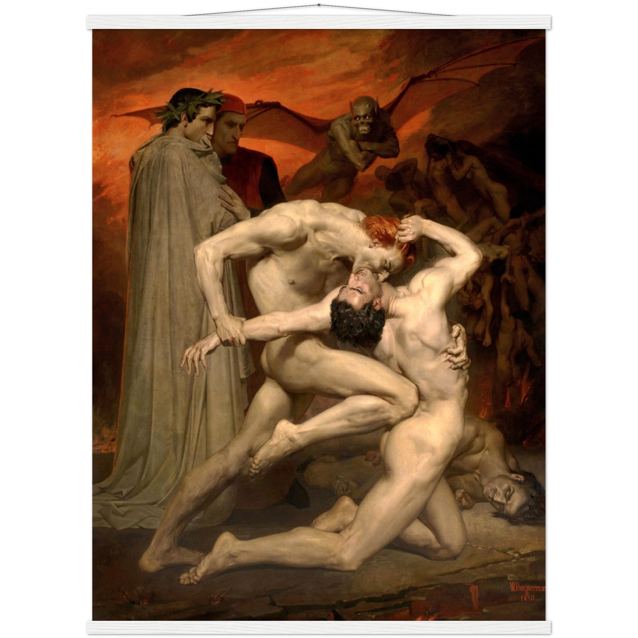 Dante And Virgil Poster - Divine Comedy Poster - Dante And Virgil In Hell, Bouguereau 1850 - WallArtPrints4U