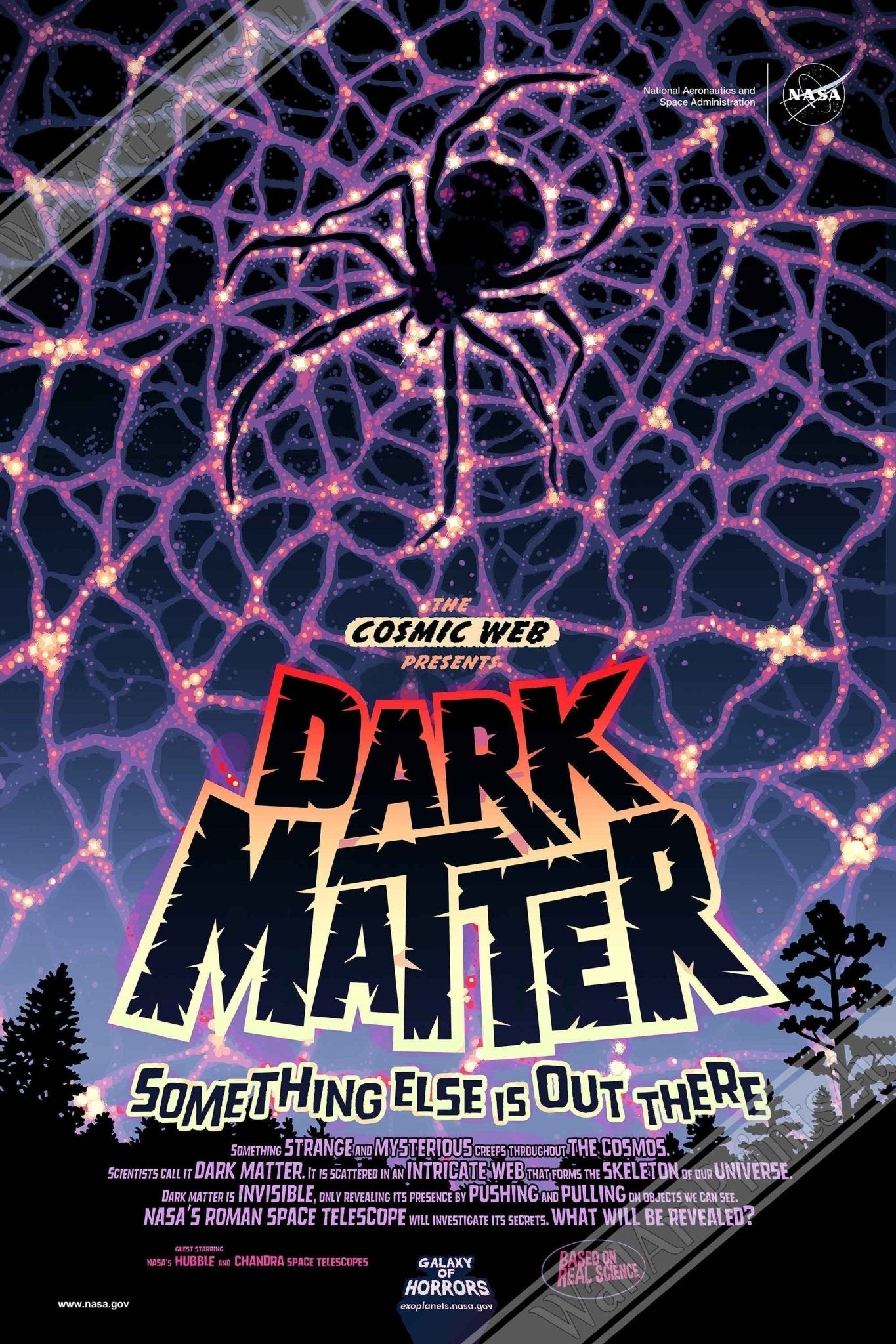 Dark Matter Framed - Vintage Nasa Space Framed Halloween Comic Version Designed By Nasa - WallArtPrints4U
