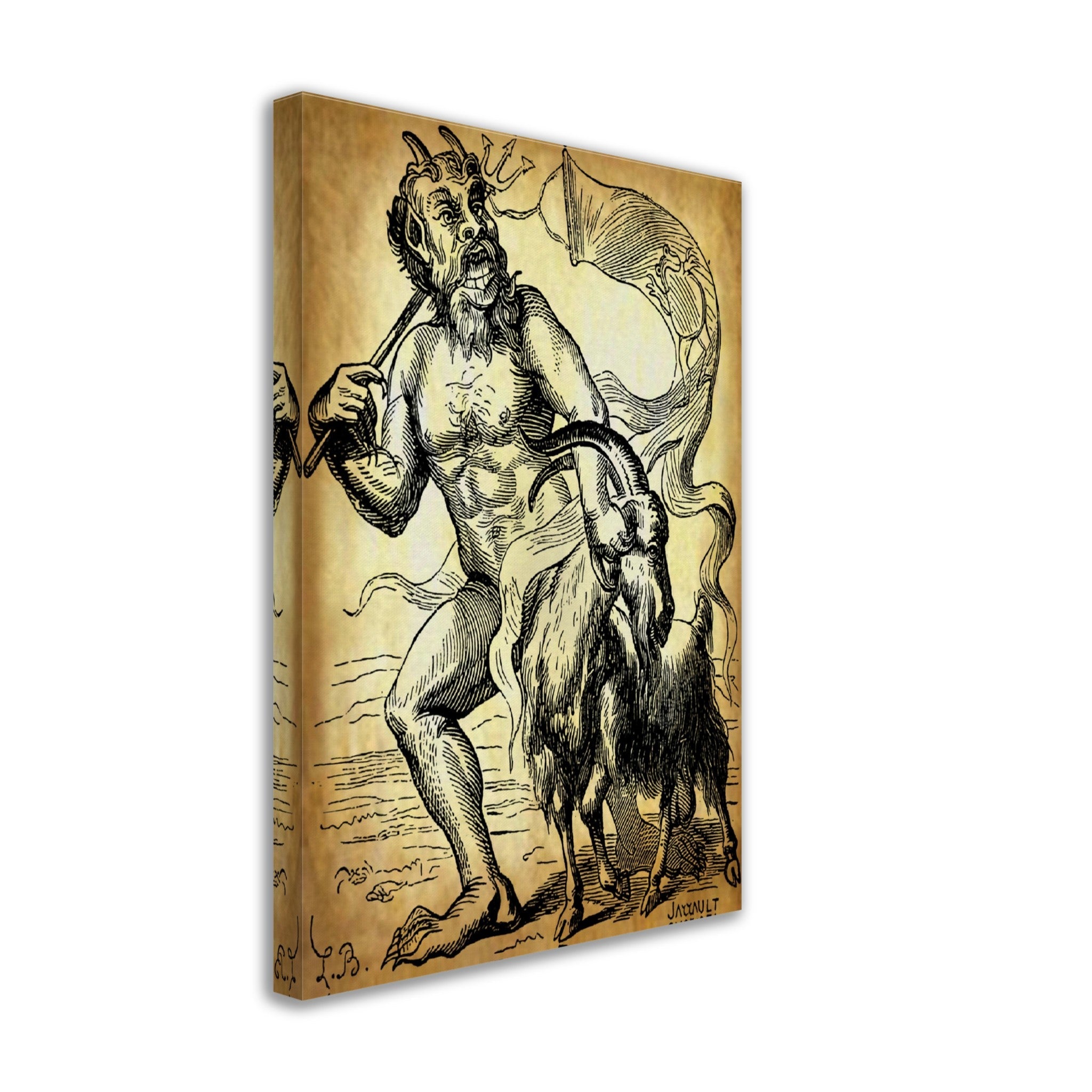 Demon Azazel Canvas - Vintage Demonic Art Canvas Print - Parchment Version - Louis De Bretton - WallArtPrints4U