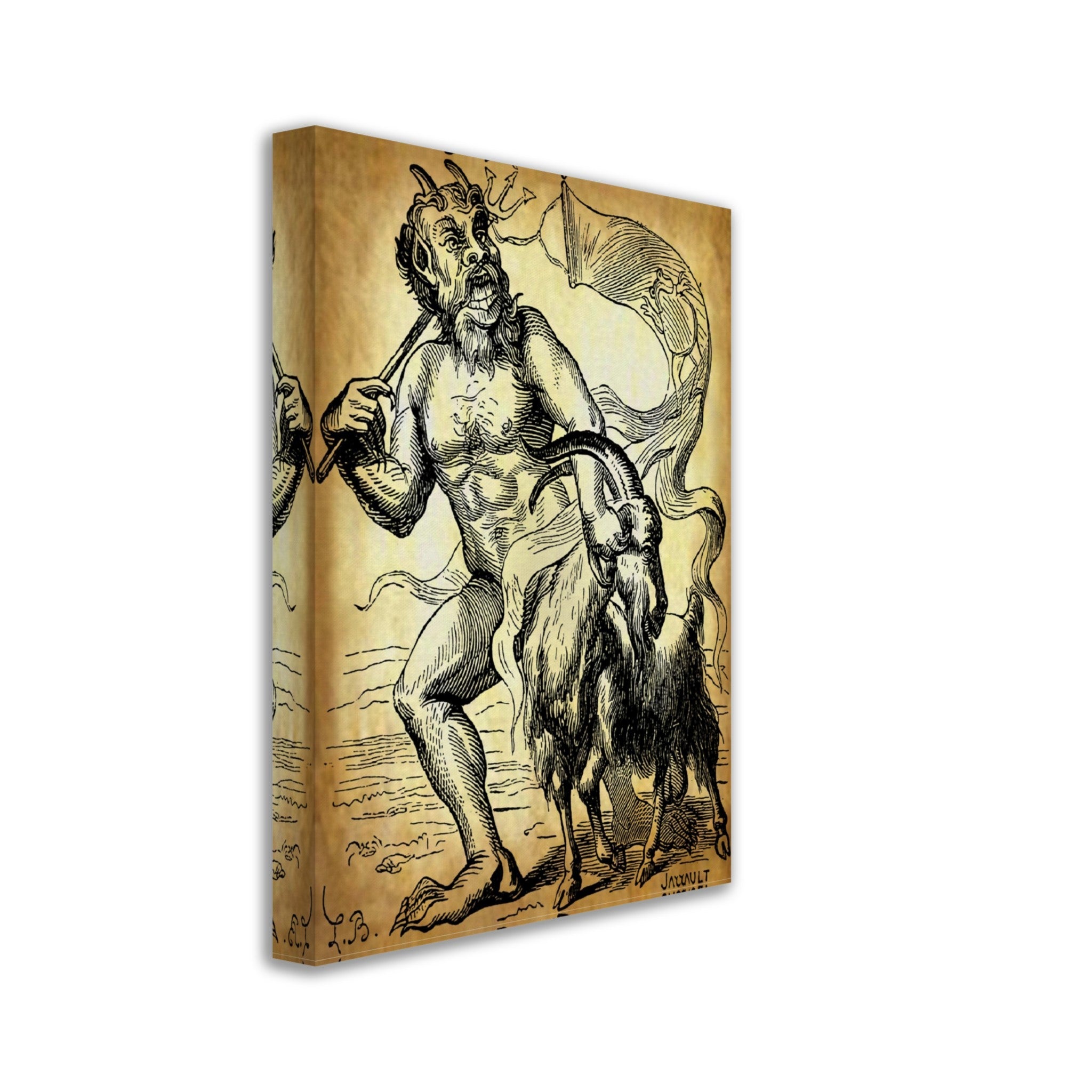 Demon Azazel Canvas - Vintage Demonic Art Canvas Print - Parchment Version - Louis De Bretton - WallArtPrints4U