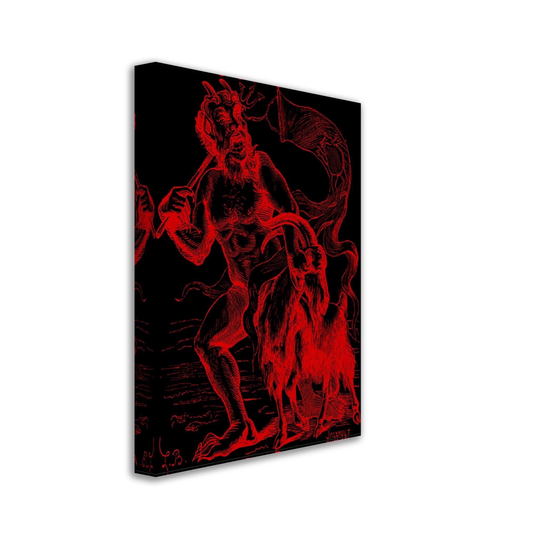 Demon Azazel Canvas - Vintage Demonic Art Canvas Print - Red Black Version - Louis De Bretton - WallArtPrints4U