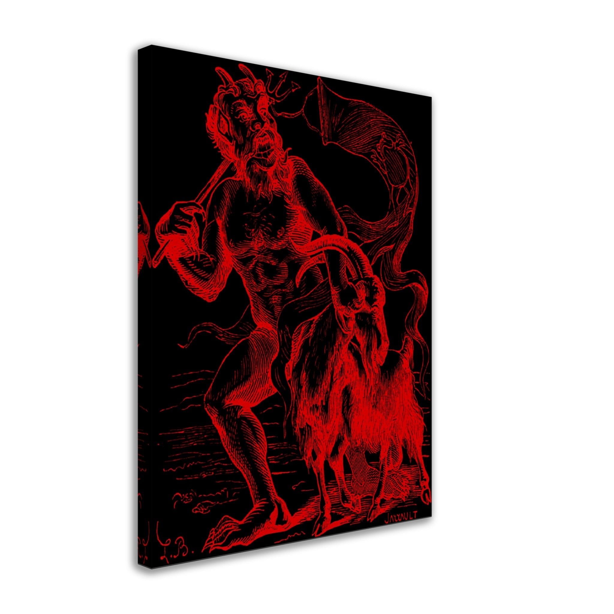 Demon Azazel Canvas - Vintage Demonic Art Canvas Print - Red Black Version - Louis De Bretton - WallArtPrints4U