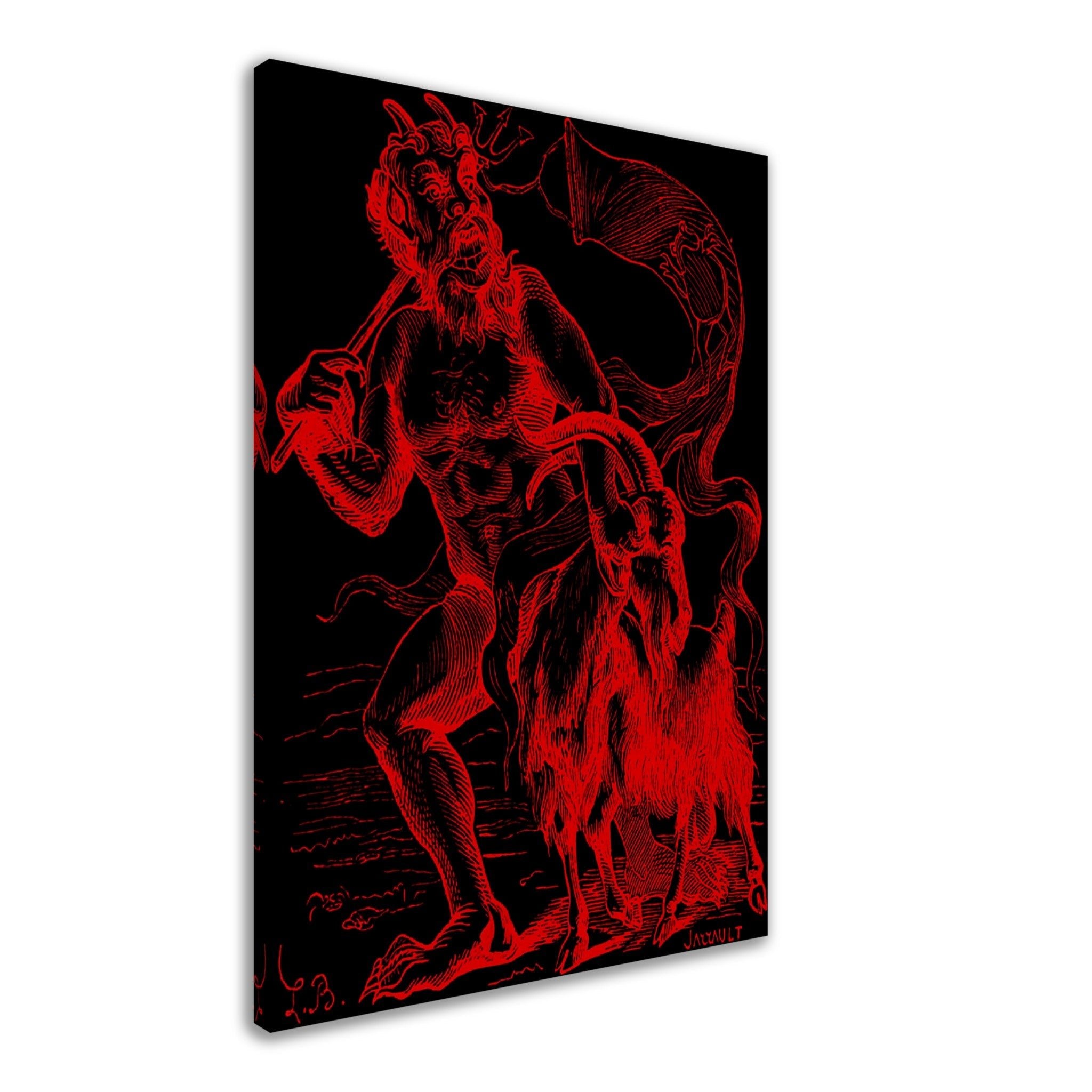 Demon Azazel Canvas - Vintage Demonic Art Canvas Print - Red Black Version - Louis De Bretton - WallArtPrints4U