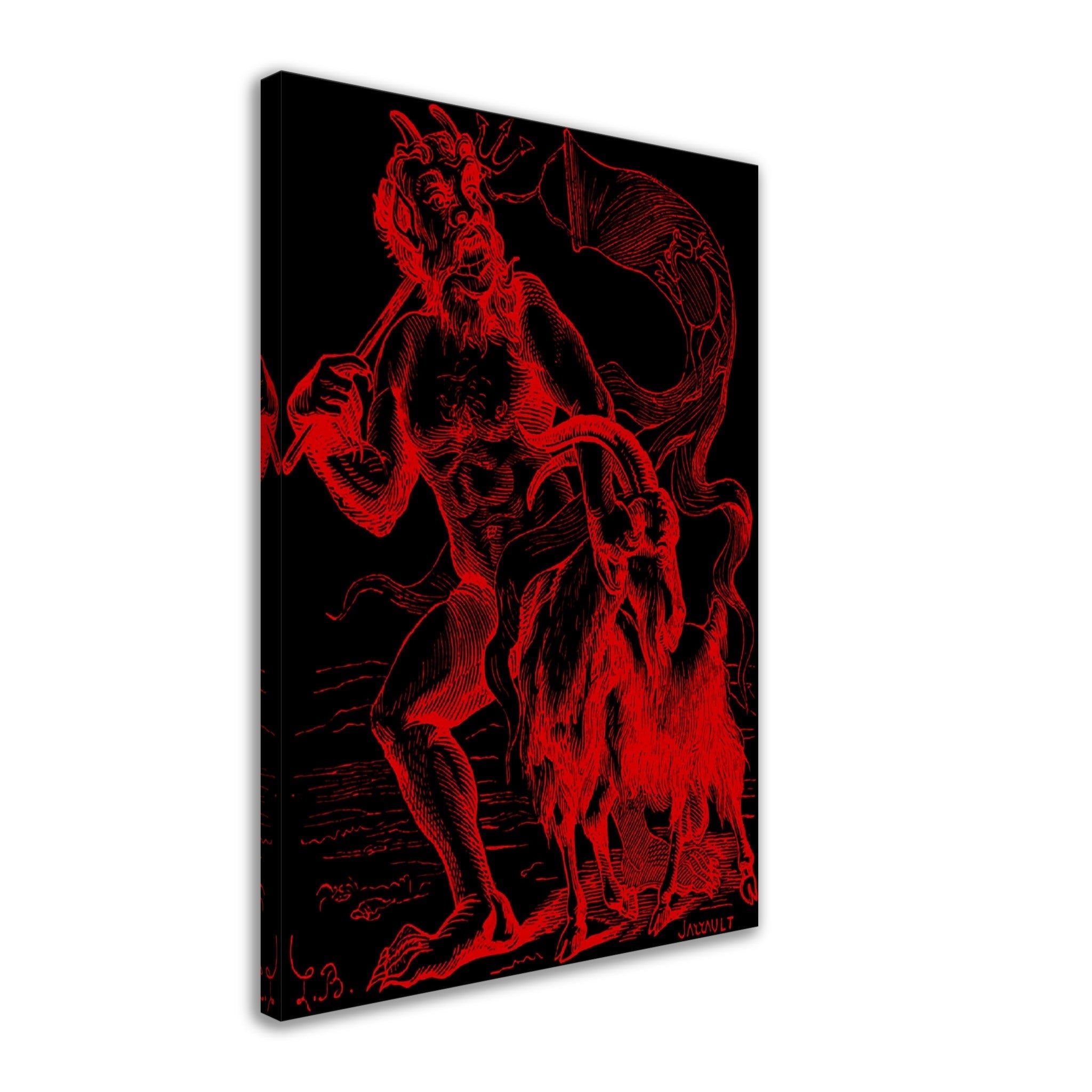 Demon Azazel Canvas - Vintage Demonic Art Canvas Print - Red Black Version - Louis De Bretton - WallArtPrints4U