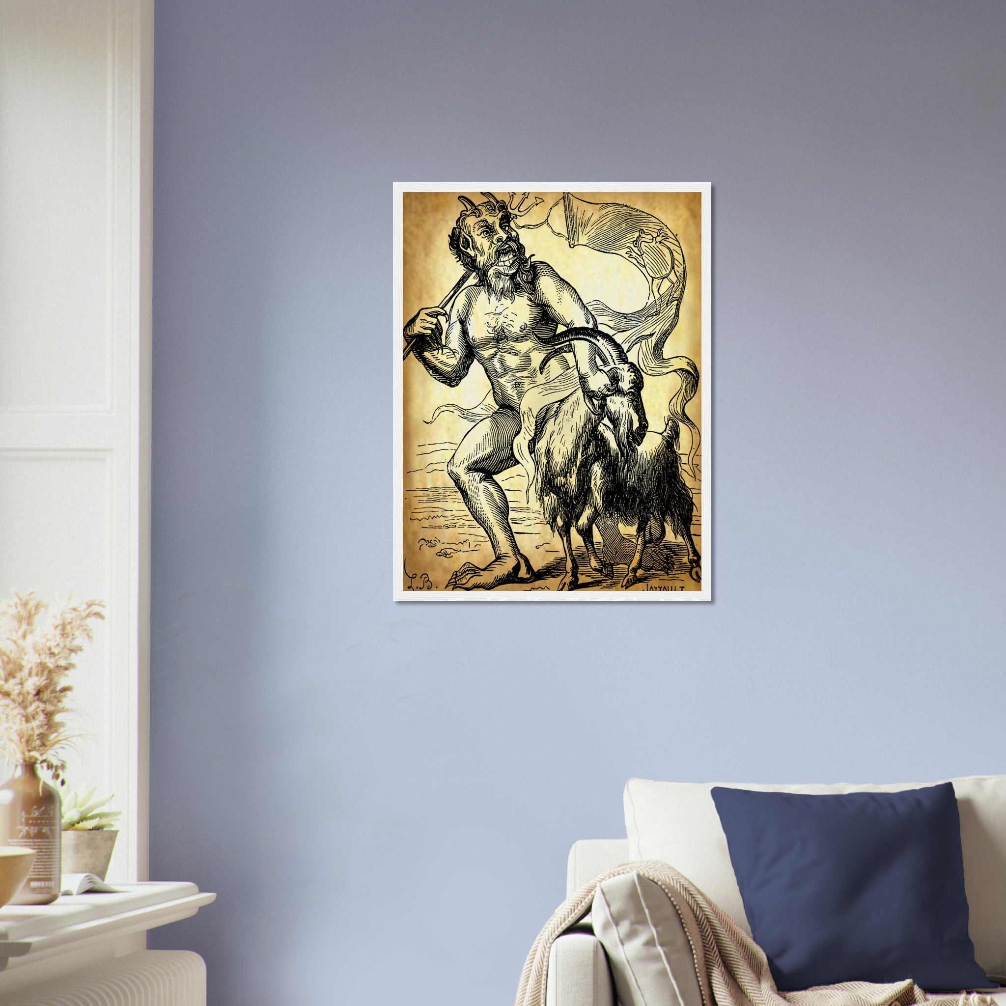 Demon Azazel Framed - Vintage Demonic Art Framed Print - Parchment Version - Louis De Bretton - WallArtPrints4U