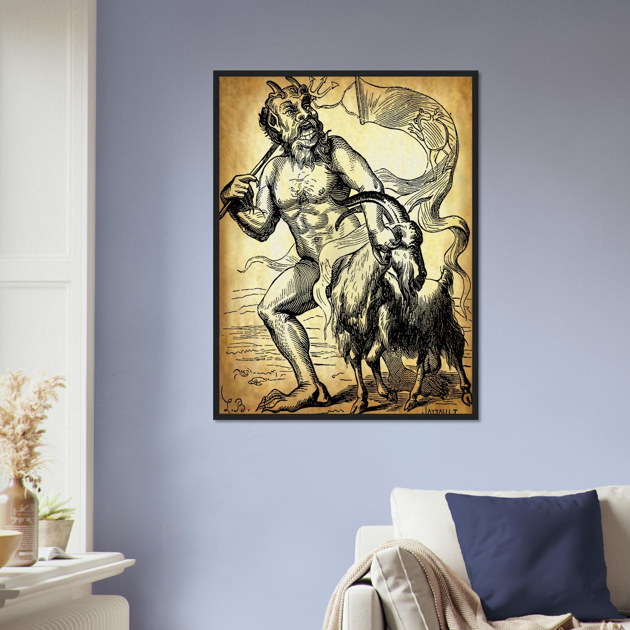 Demon Azazel Framed - Vintage Demonic Art Framed Print - Parchment Version - Louis De Bretton - WallArtPrints4U