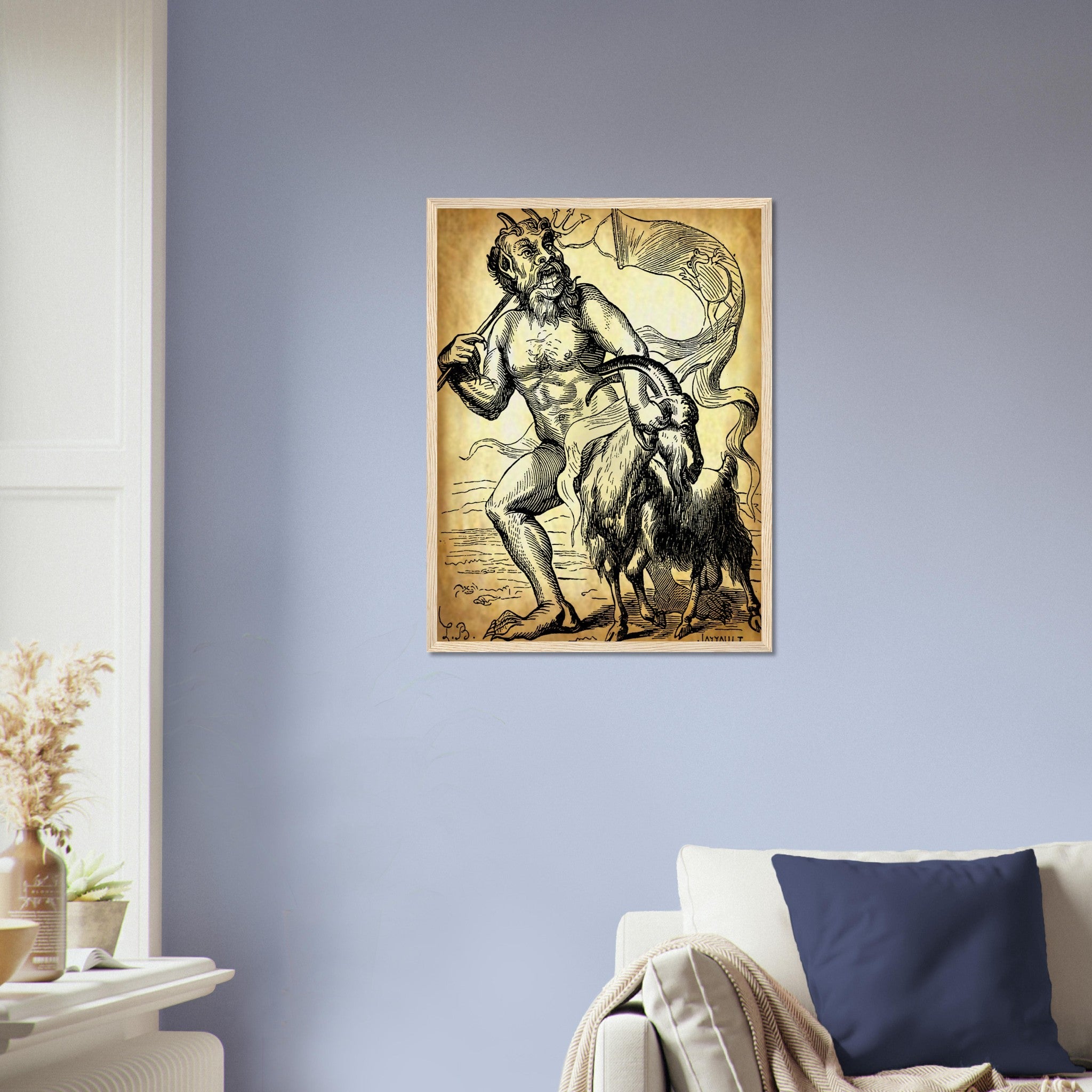 Demon Azazel Framed - Vintage Demonic Art Framed Print - Parchment Version - Louis De Bretton - WallArtPrints4U