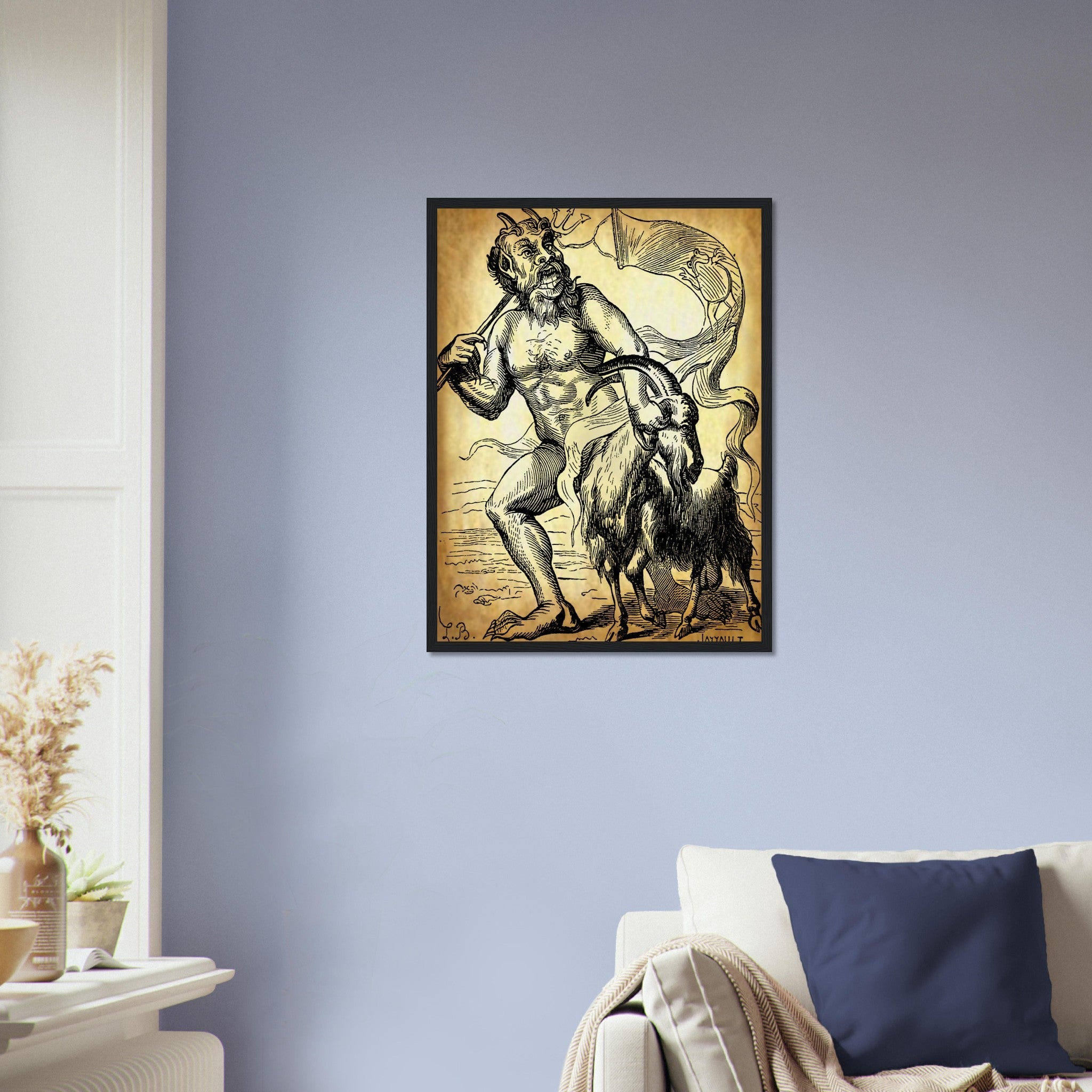 Demon Azazel Framed - Vintage Demonic Art Framed Print - Parchment Version - Louis De Bretton - WallArtPrints4U