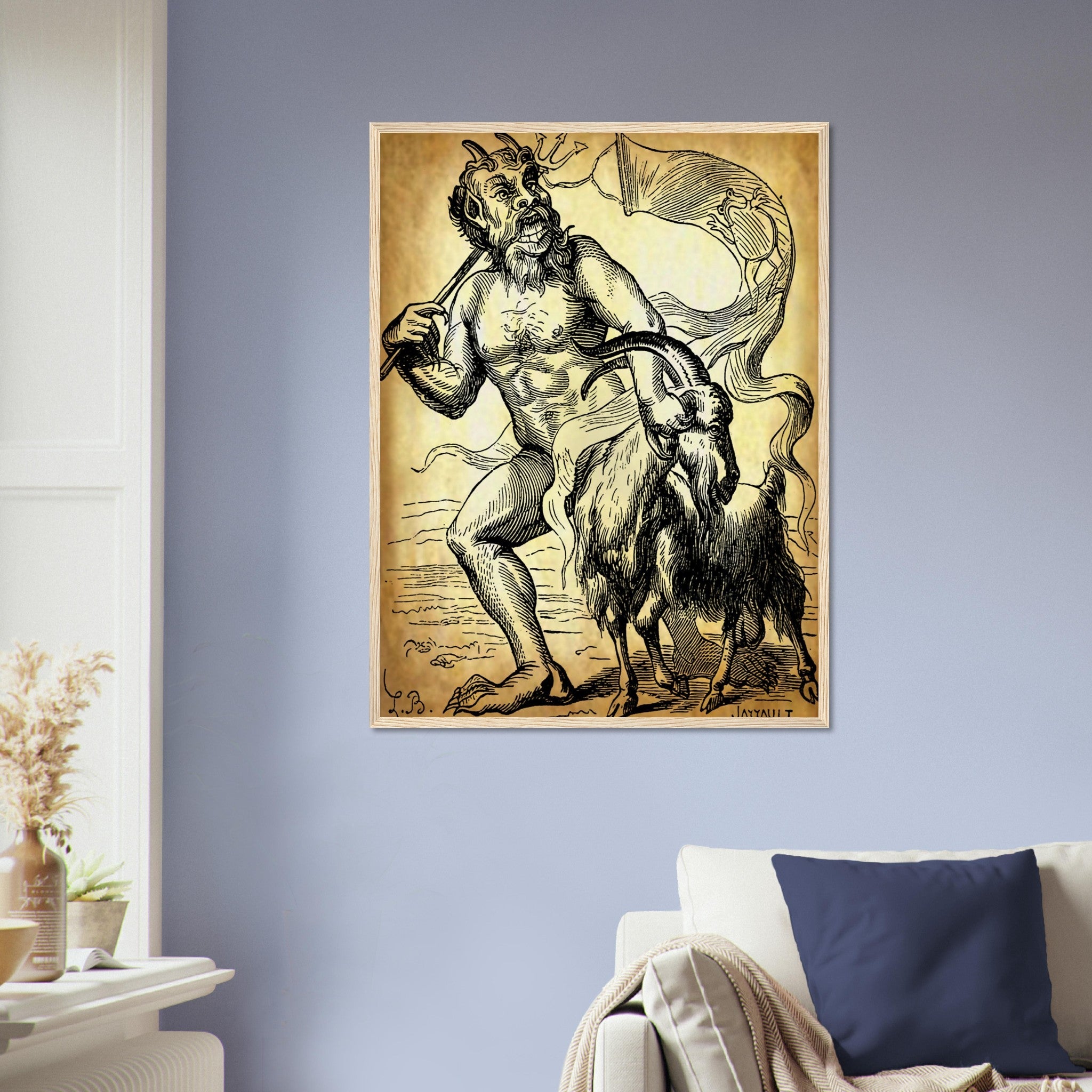 Demon Azazel Framed - Vintage Demonic Art Framed Print - Parchment Version - Louis De Bretton - WallArtPrints4U