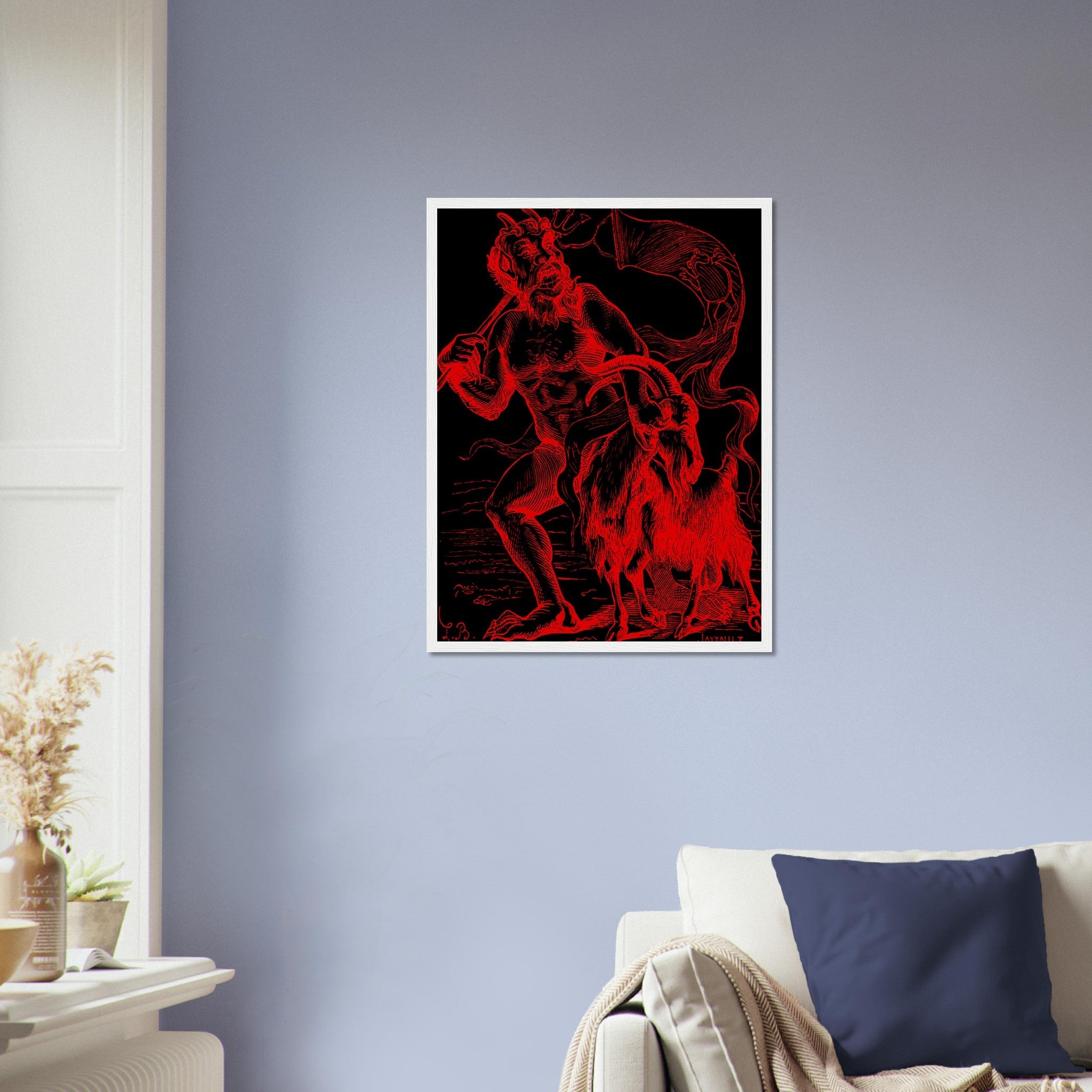 Demon Azazel Framed - Vintage Demonic Art Framed Print - Red Black Version - Louis De Bretton UK, EU, USA, AUS Domestic Shipping - WallArtPrints4U