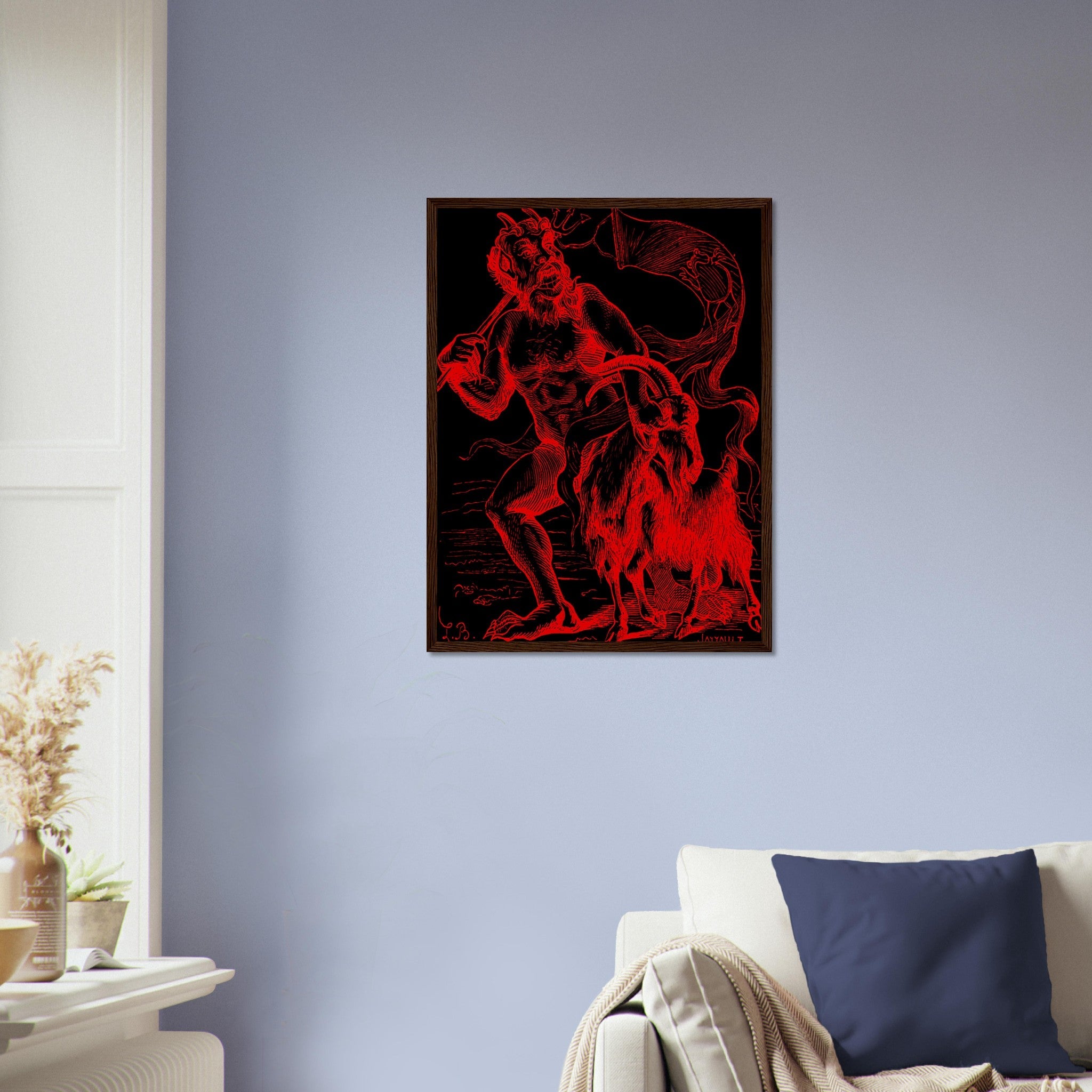 Demon Azazel Framed - Vintage Demonic Art Framed Print - Red Black Version - Louis De Bretton UK, EU, USA, AUS Domestic Shipping - WallArtPrints4U