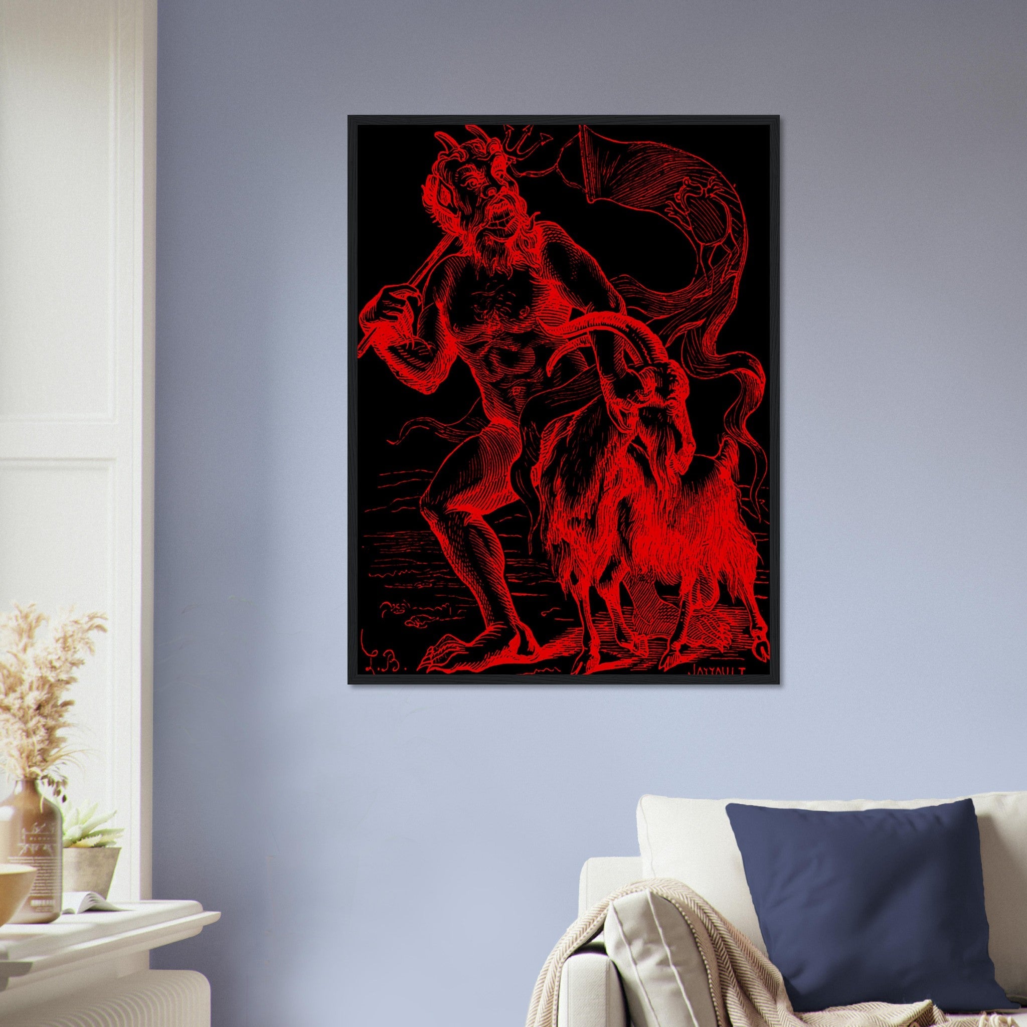 Demon Azazel Framed - Vintage Demonic Art Framed Print - Red Black Version - Louis De Bretton UK, EU, USA, AUS Domestic Shipping - WallArtPrints4U