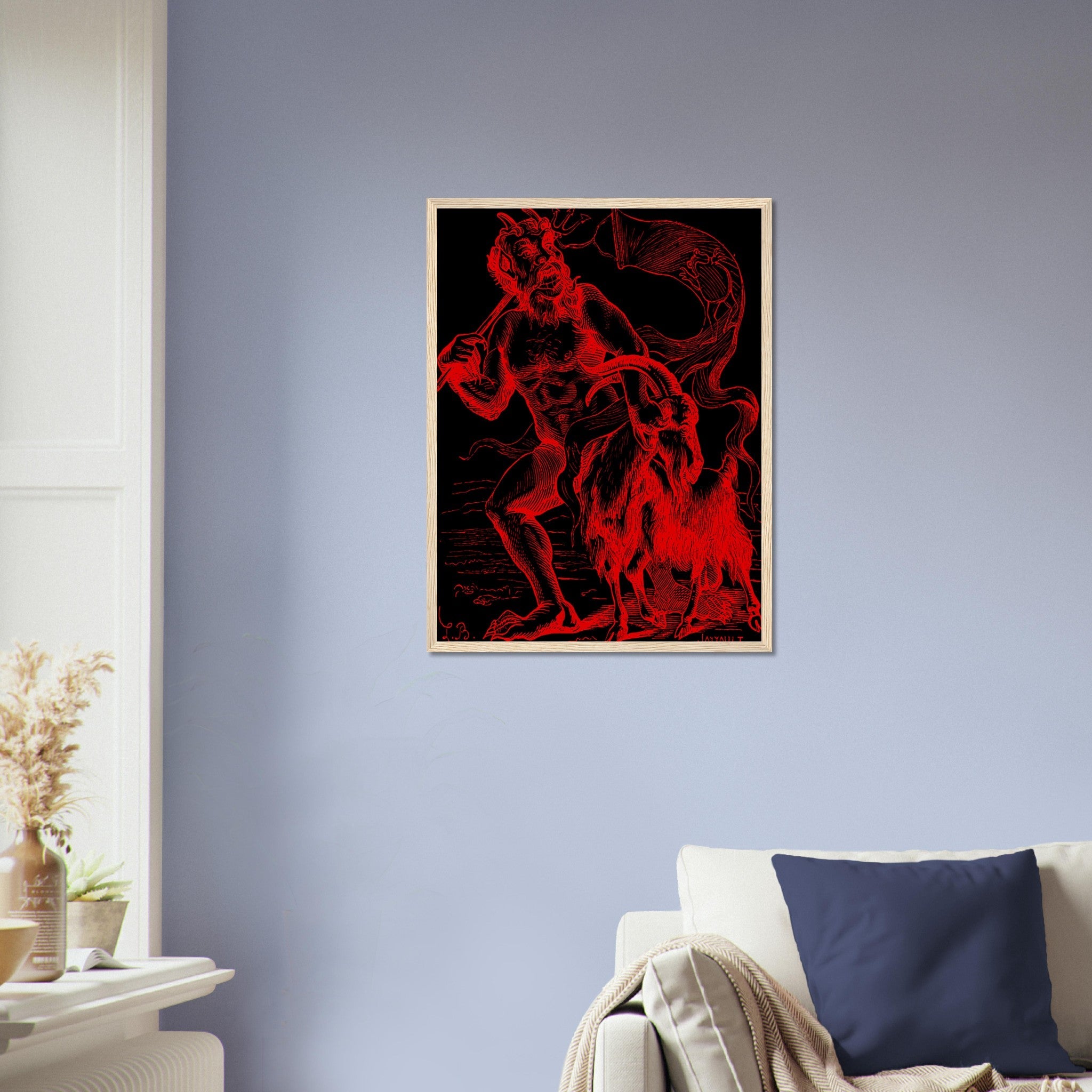 Demon Azazel Framed - Vintage Demonic Art Framed Print - Red Black Version - Louis De Bretton UK, EU, USA, AUS Domestic Shipping - WallArtPrints4U