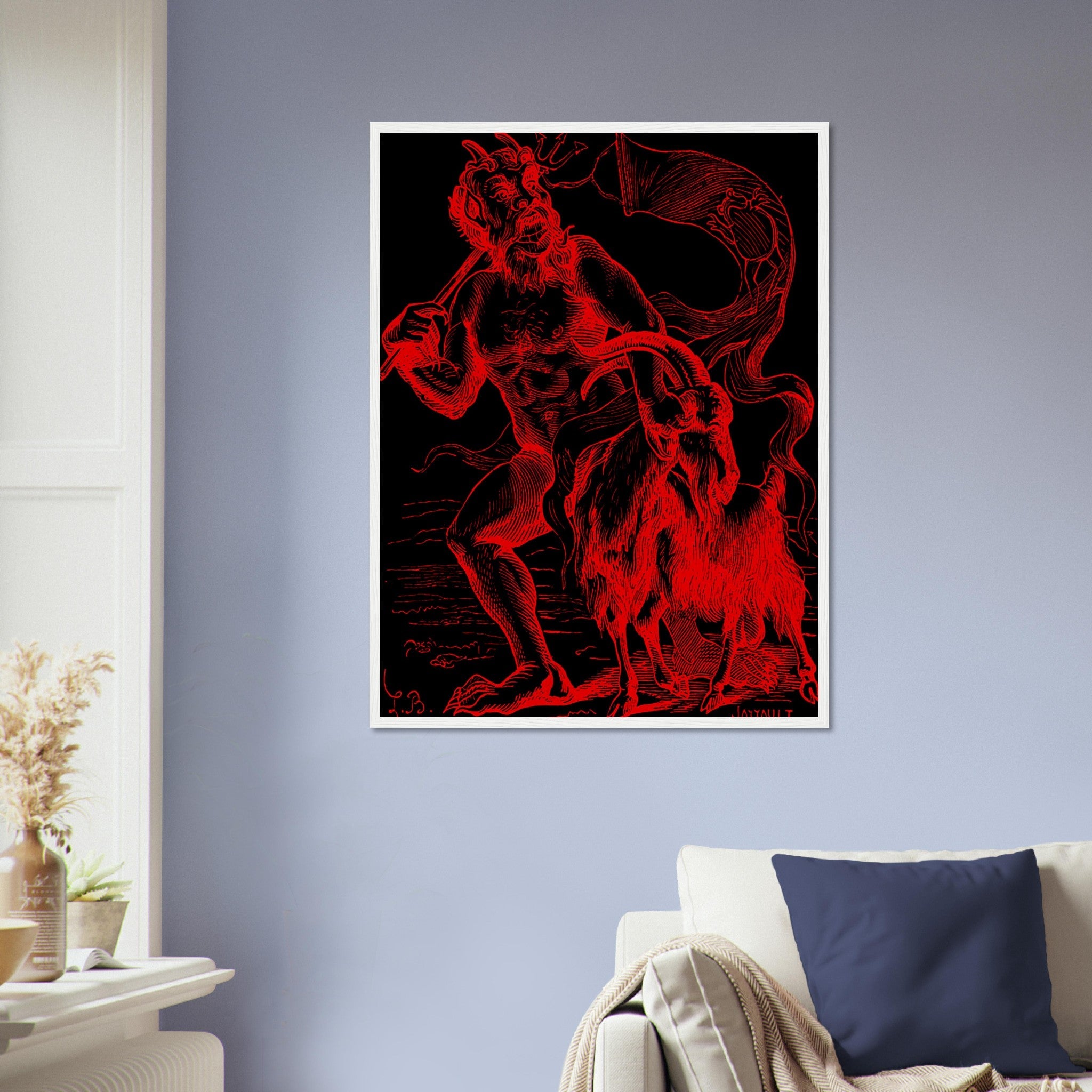 Demon Azazel Framed - Vintage Demonic Art Framed Print - Red Black Version - Louis De Bretton UK, EU, USA, AUS Domestic Shipping - WallArtPrints4U