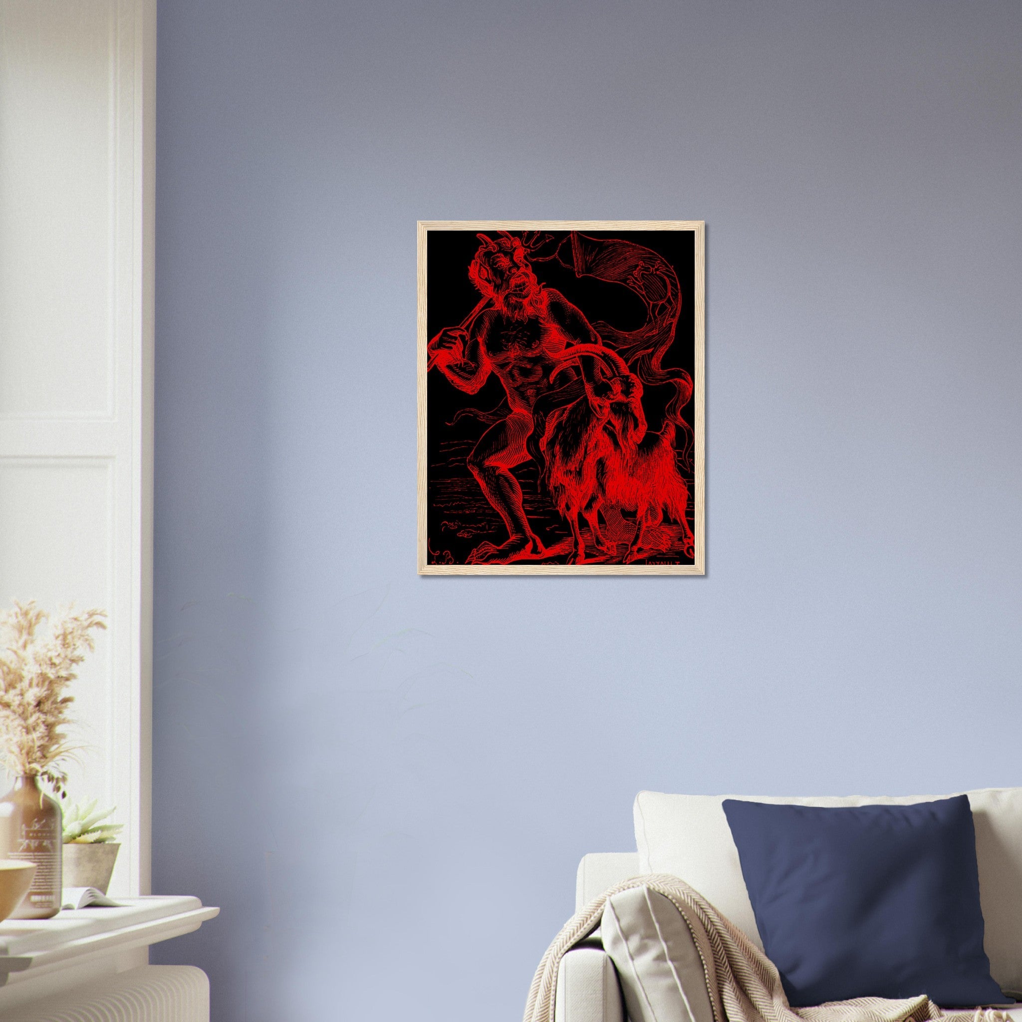 Demon Azazel Framed - Vintage Demonic Art Framed Print - Red Black Version - Louis De Bretton UK, EU, USA, AUS Domestic Shipping - WallArtPrints4U