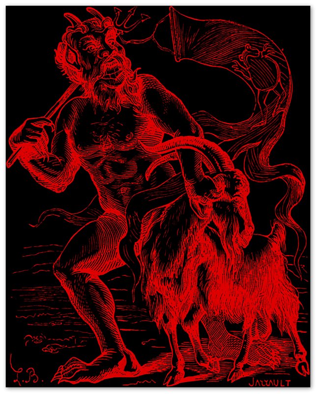 Demon Azazel Poster - Vintage Demonic Art Print - Red Black Version - Louis De Bretton - WallArtPrints4U