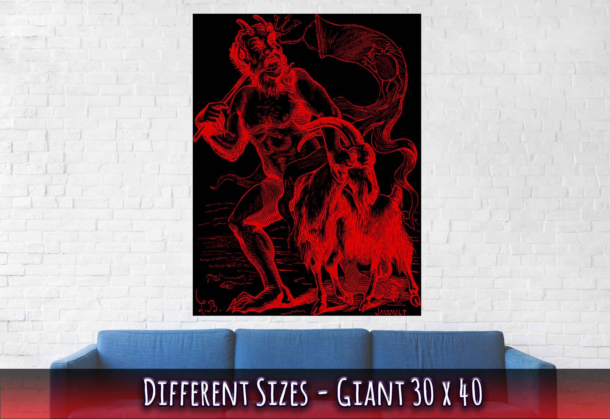 Demon Azazel Poster - Vintage Demonic Art Print - Red Black Version - Louis De Bretton - WallArtPrints4U