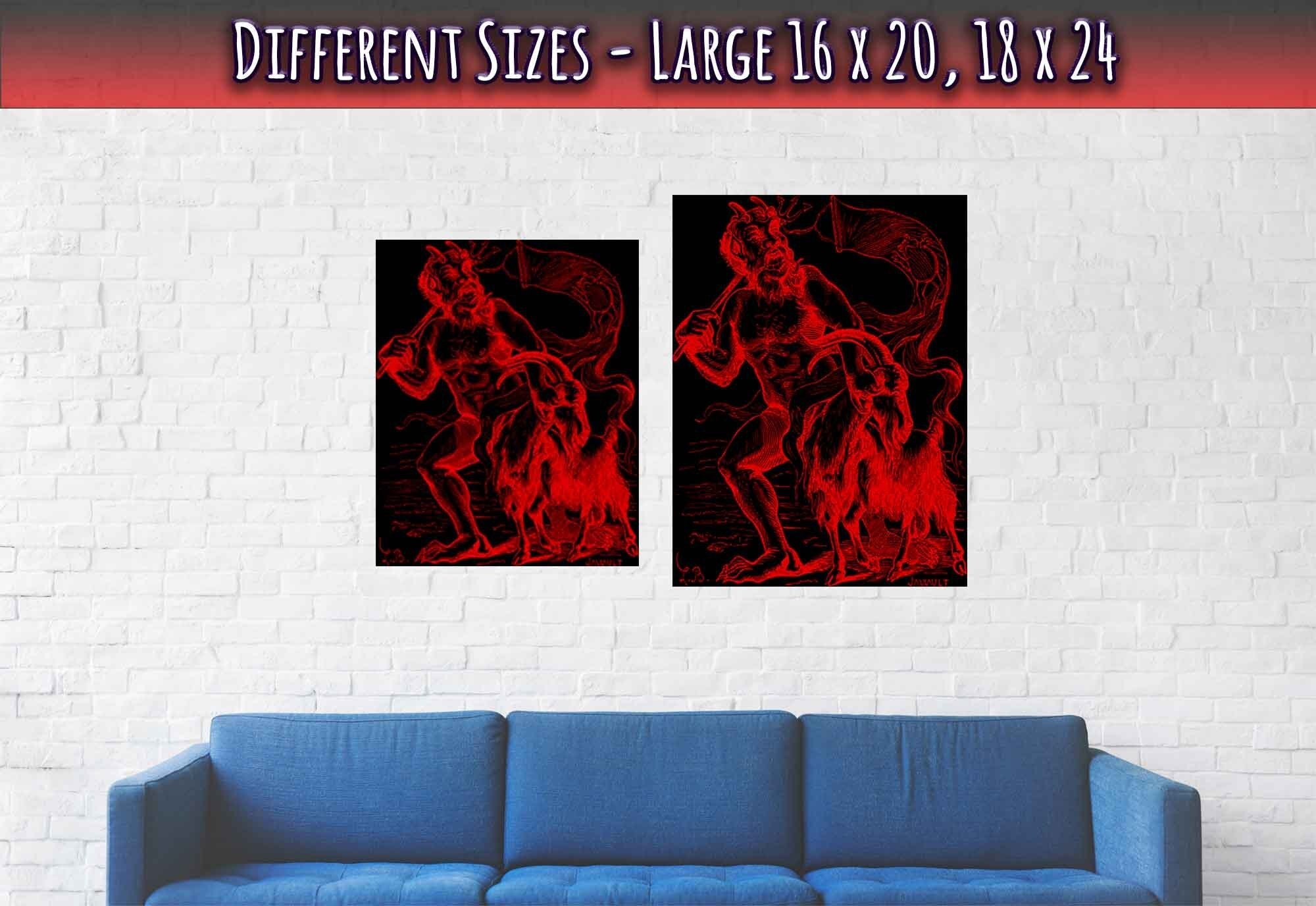 Demon Azazel Poster - Vintage Demonic Art Print - Red Black Version - Louis De Bretton - WallArtPrints4U