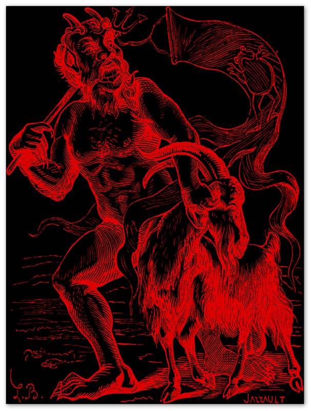 Demon Azazel Poster - Vintage Demonic Art Print - Red Black Version - Louis De Bretton - WallArtPrints4U