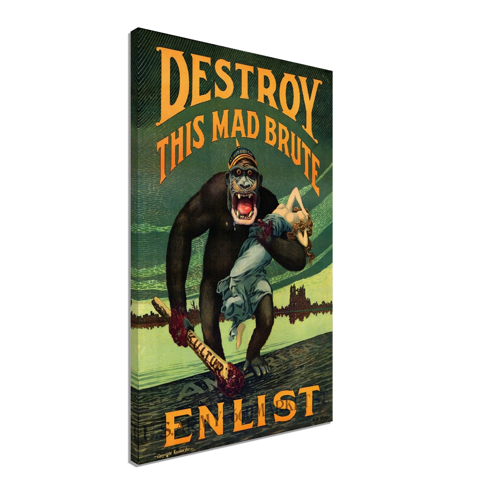 Destroy Mad Brute Canvas, World War 1 Propaganda Canvas Print, Vintage Canvas 1917 - WallArtPrints4U