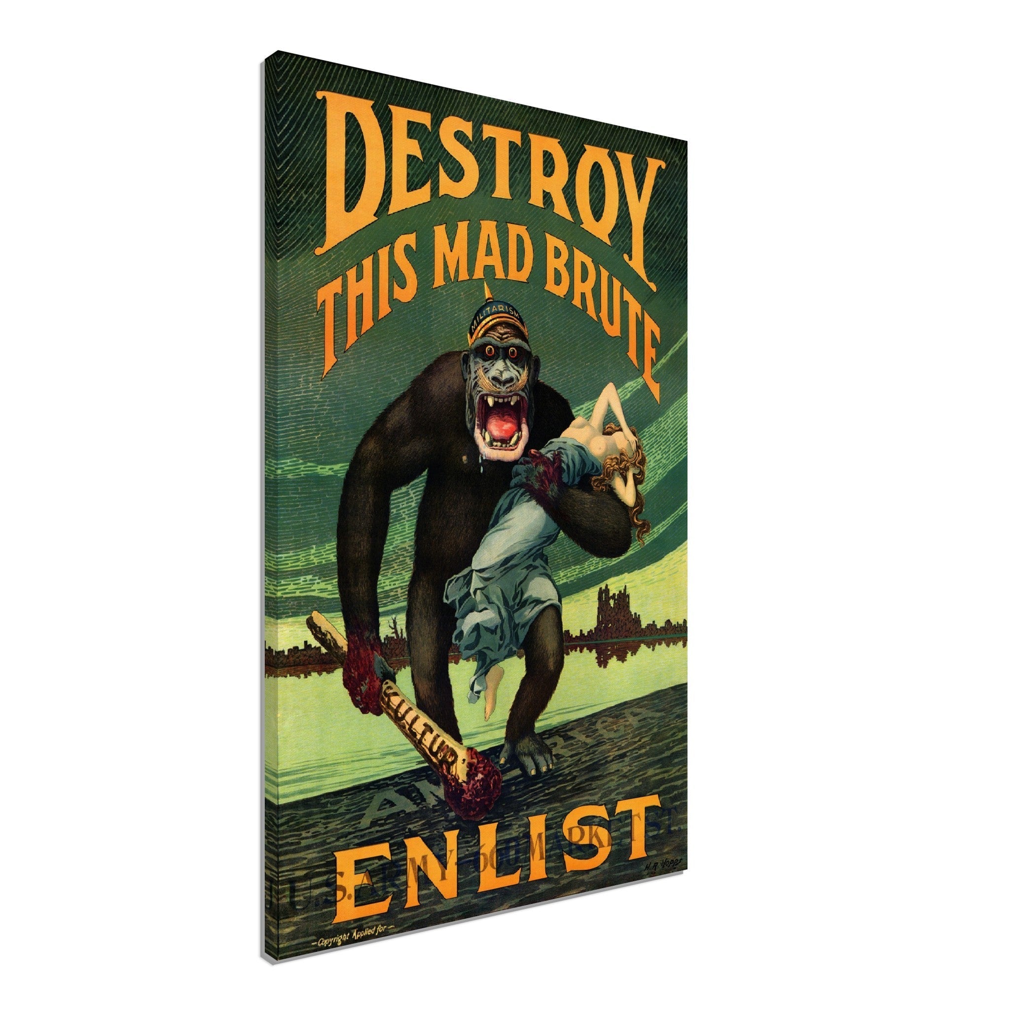 Destroy Mad Brute Canvas, World War 1 Propaganda Canvas Print, Vintage Canvas 1917 - WallArtPrints4U