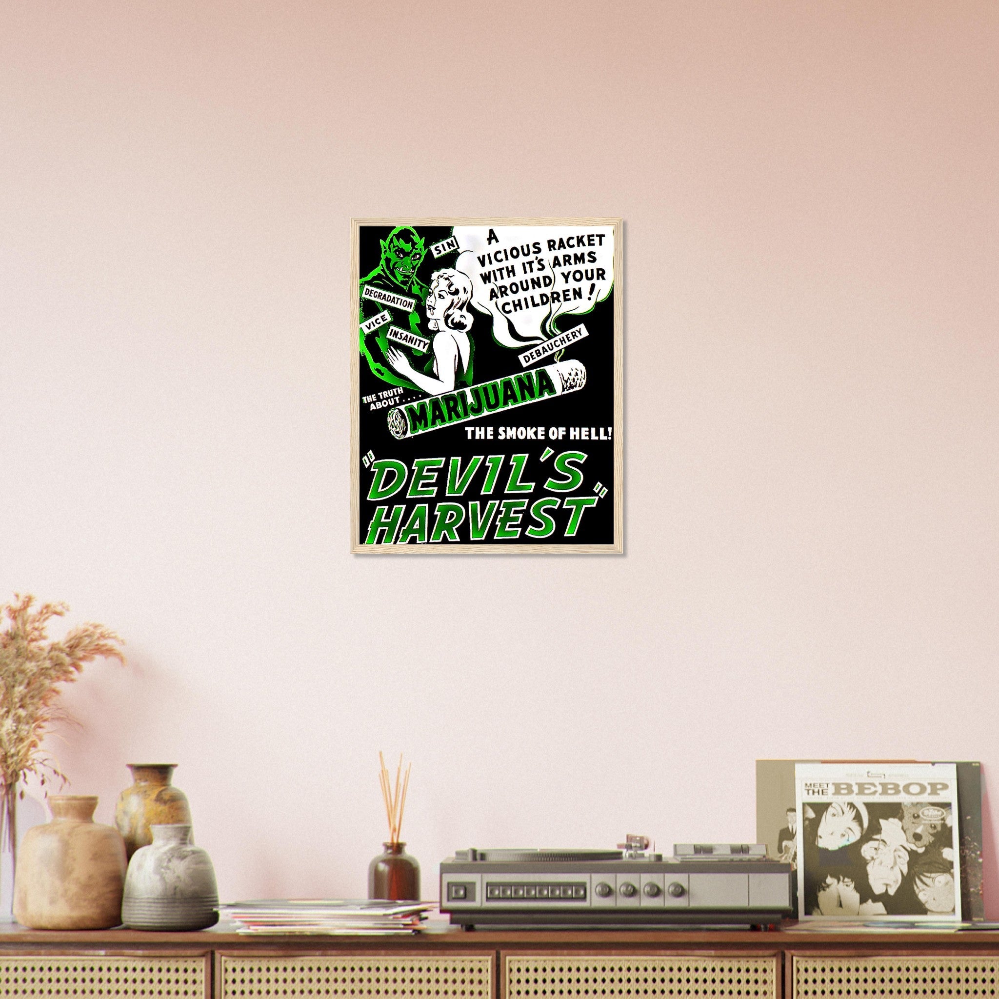 Devils Harvest Marijuana Propaganda Framed, "Scary" Cannabis Propaganda - Marijuana Propaganda Framed Print UK, EU USA Domestic Shipping - WallArtPrints4U