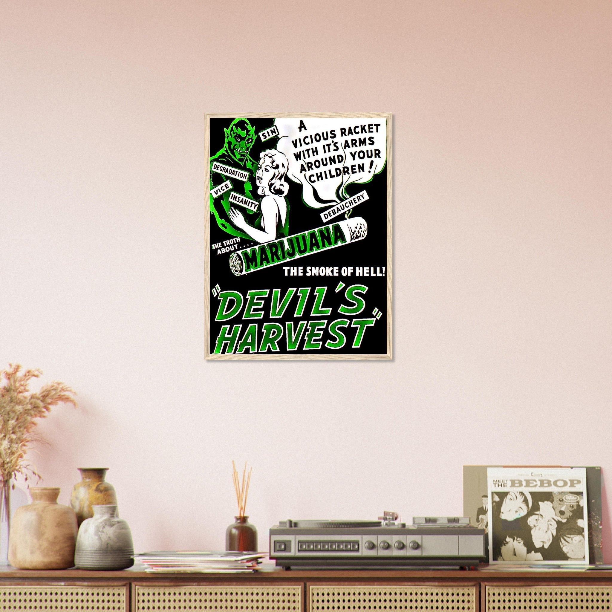 Devils Harvest Marijuana Propaganda Framed, "Scary" Cannabis Propaganda - Marijuana Propaganda Framed Print UK, EU USA Domestic Shipping - WallArtPrints4U