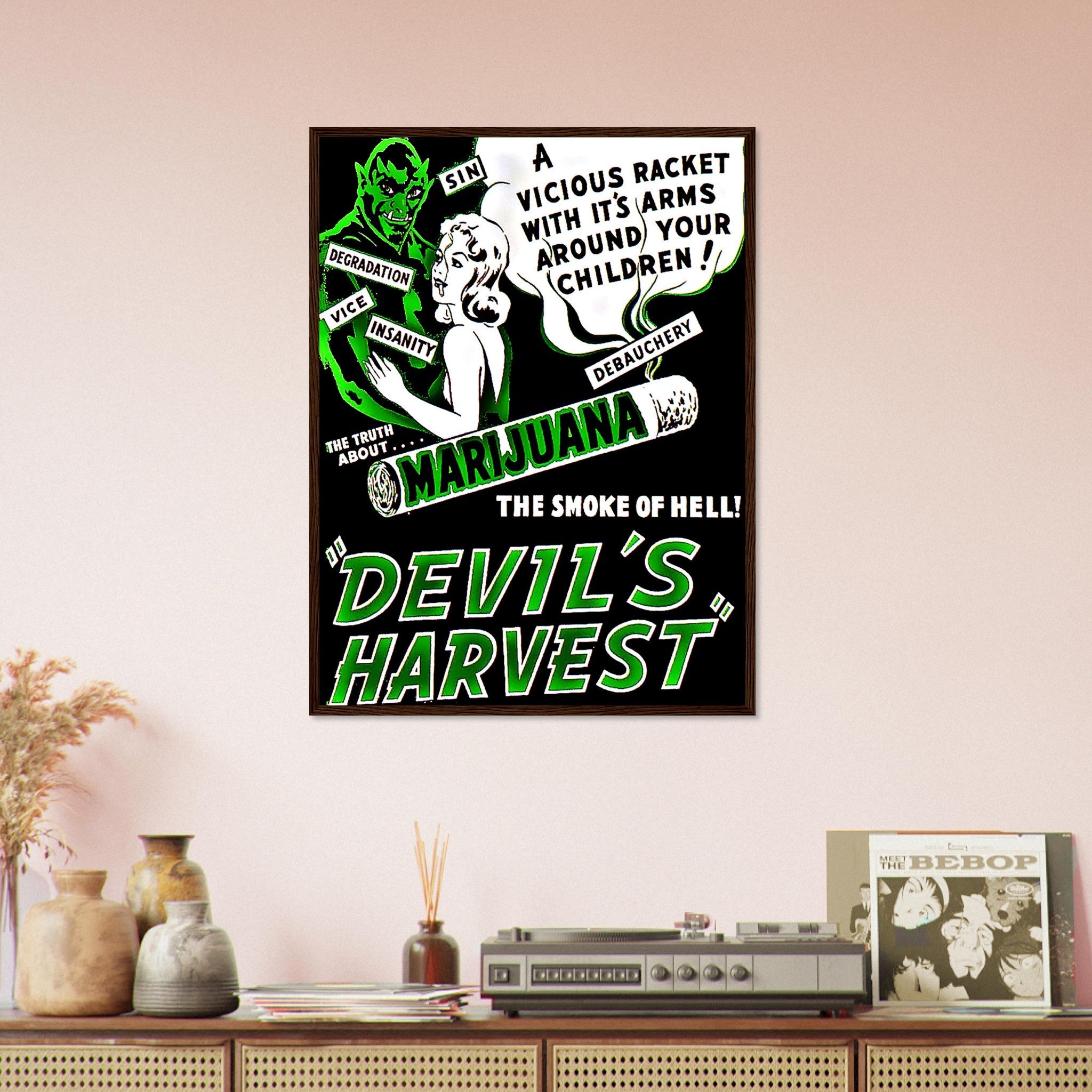 Devils Harvest Marijuana Propaganda Framed, "Scary" Cannabis Propaganda - Marijuana Propaganda Framed Print UK, EU USA Domestic Shipping - WallArtPrints4U