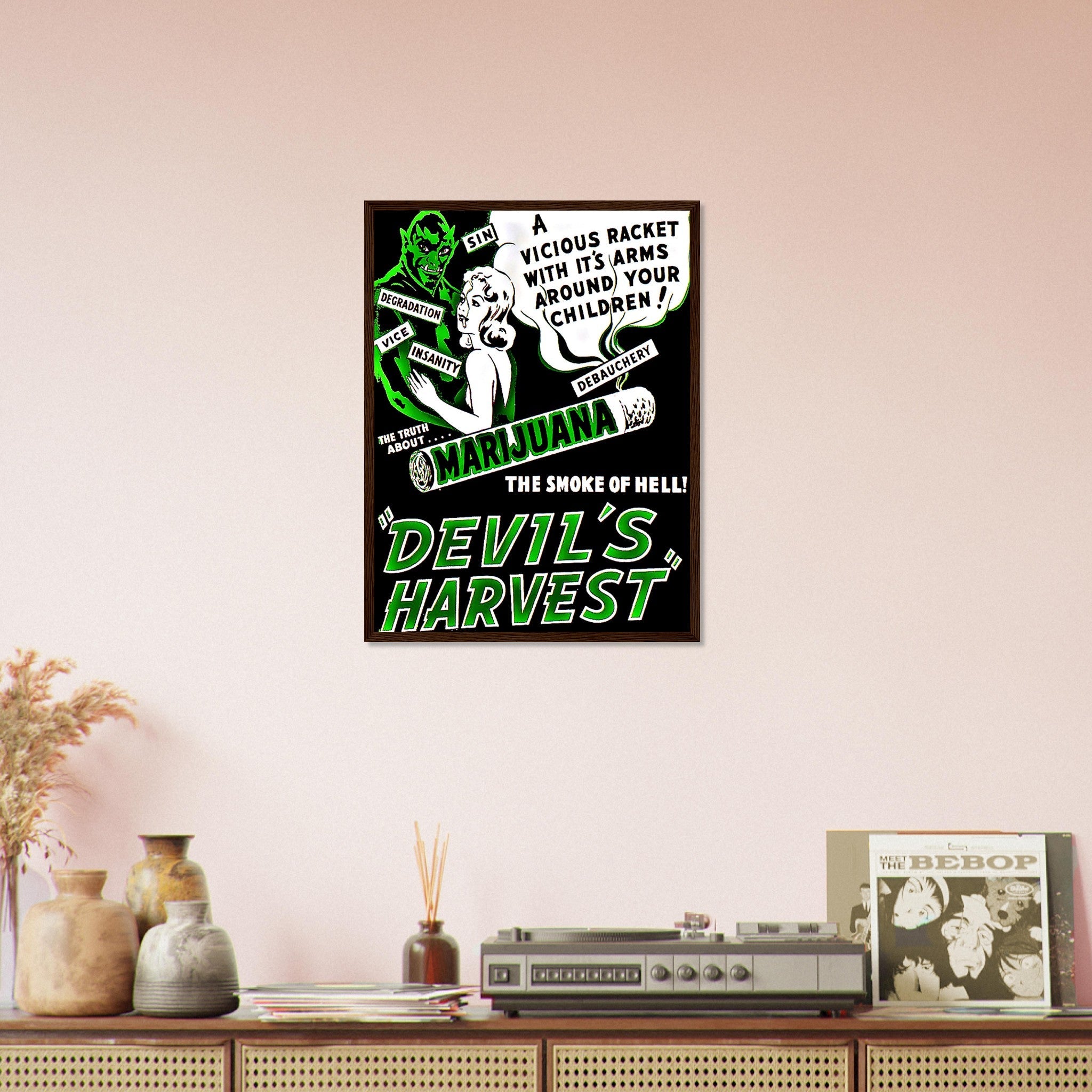 Devils Harvest Marijuana Propaganda Framed, "Scary" Cannabis Propaganda - Marijuana Propaganda Framed Print UK, EU USA Domestic Shipping - WallArtPrints4U