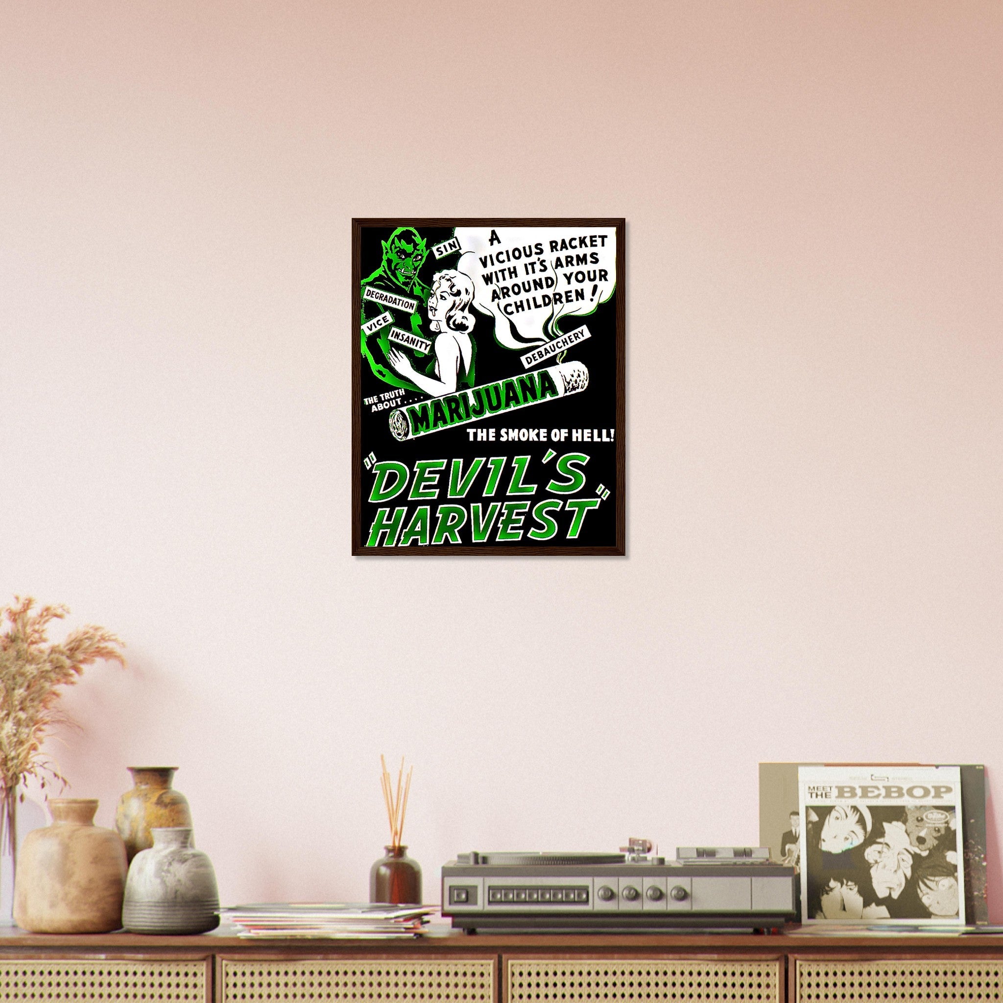 Devils Harvest Marijuana Propaganda Framed, "Scary" Cannabis Propaganda - Marijuana Propaganda Framed Print UK, EU USA Domestic Shipping - WallArtPrints4U